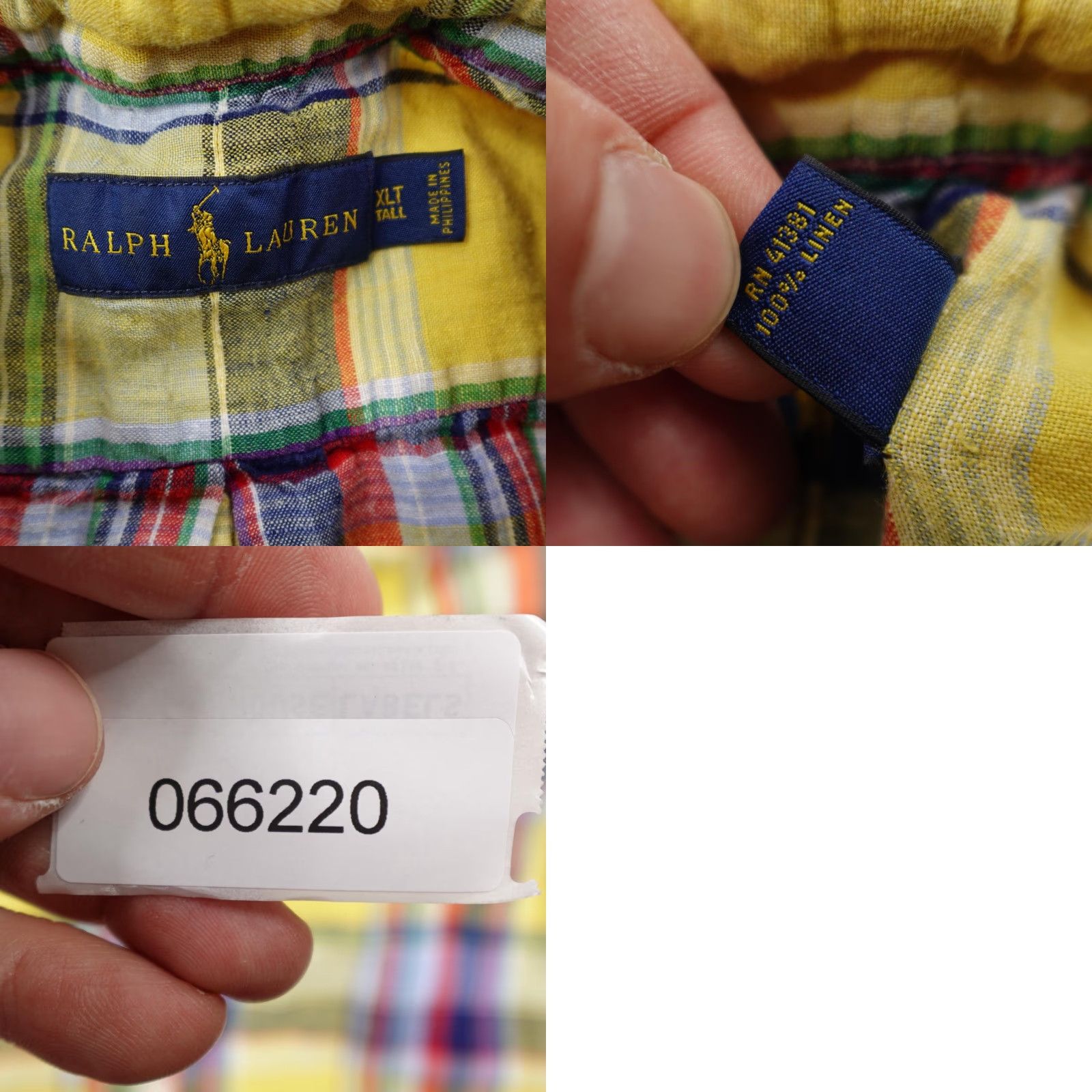 Ralph Lauren Ralph Lauren Button-Up Shirt Men XLT Tall Yellow Blue Plaid Linen Short Sleeve Classic Preppy Size US XL / EU 56 / 4 - 8 Thumbnail