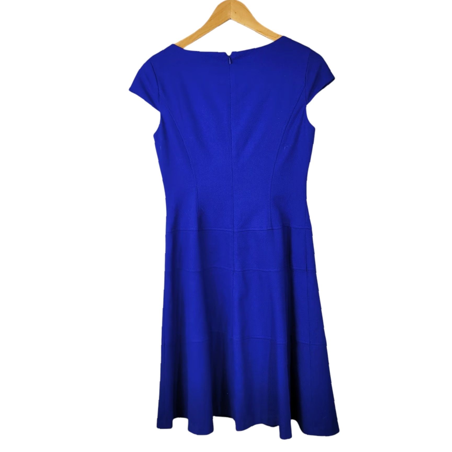 anne klein blue dress ANNE KLEIN Women's Textured Jacquard Fit & Flare V-Neck Pleated Midi D   Letay Store