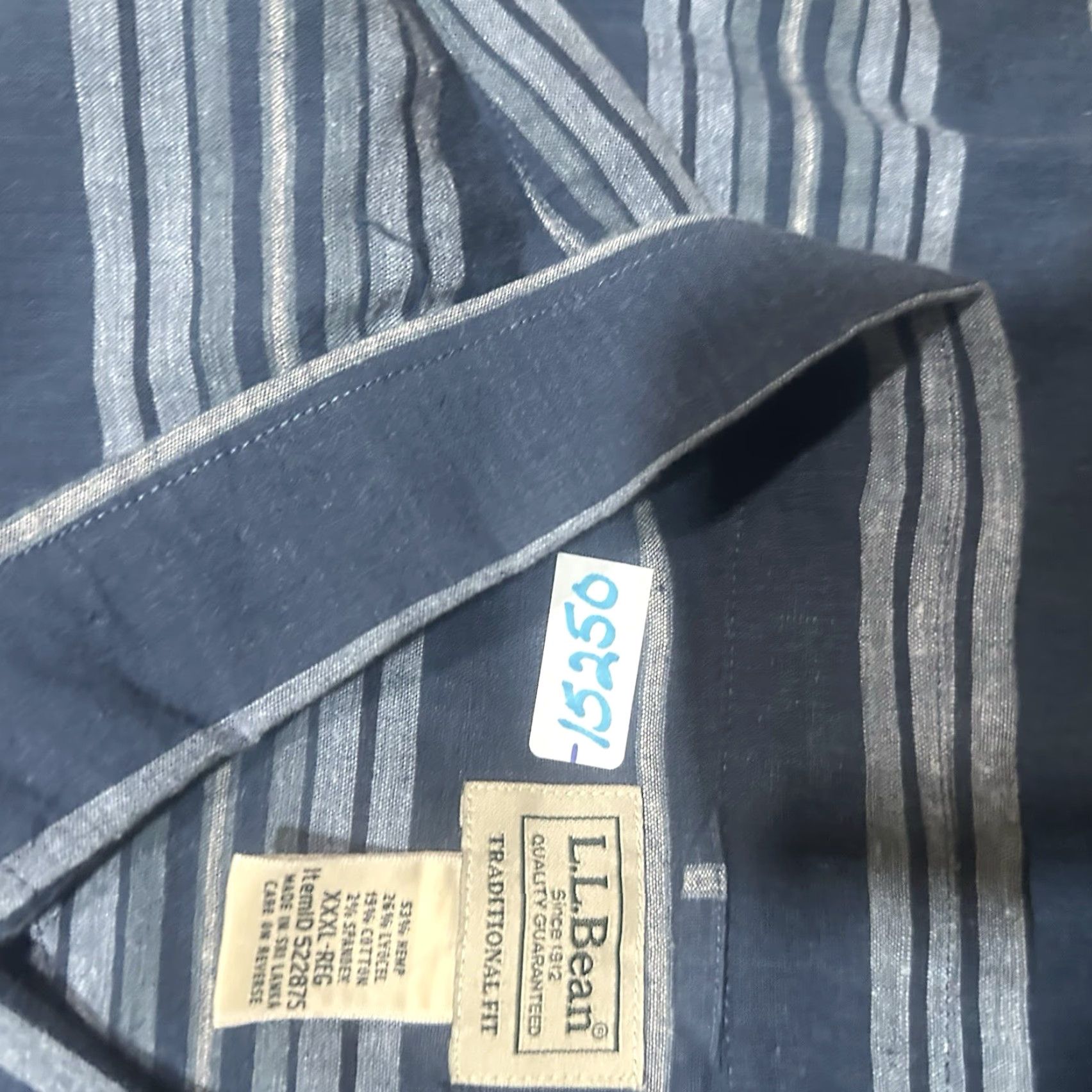 Vintage LL Bean Shirt Mens 3XL Blue Striped Button Up Size US XXL / EU 58 / 5 - 7 Thumbnail