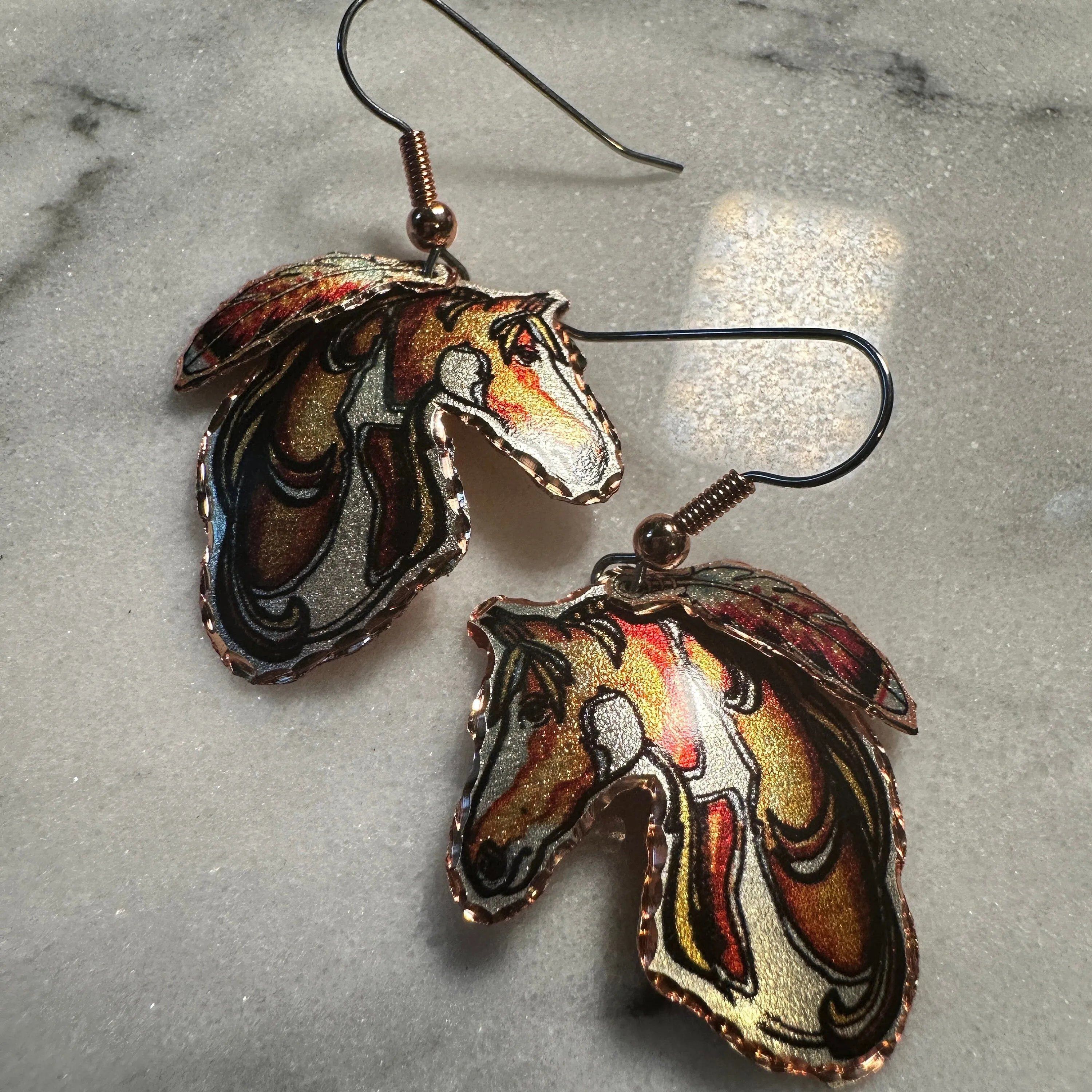 Other Handmade Boho Copper Feather Estuarian Horse Wire Drop Earri Size ONE SIZE - 5 Thumbnail