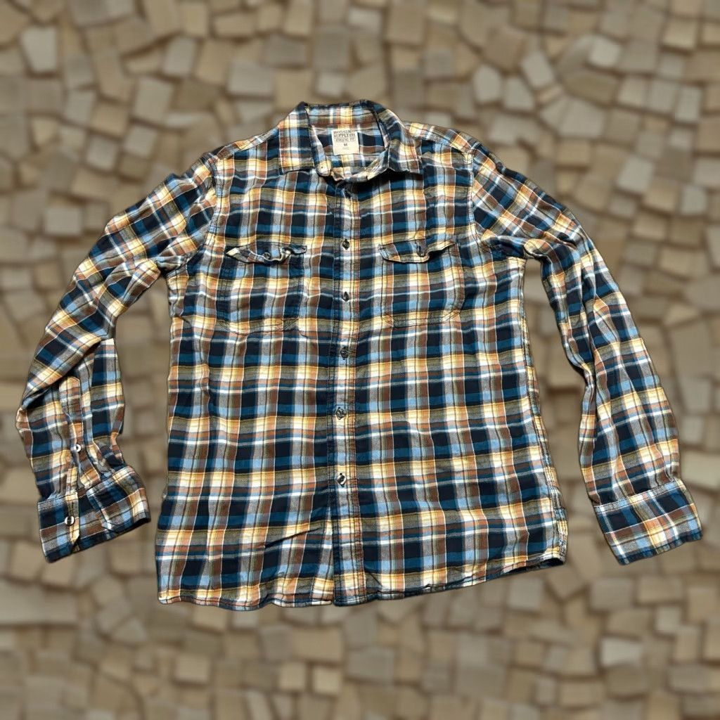 Mossimo Mossimo Shirt Men's Size Medium Blue Orange White Plaid Button Up Athletic Size US M / EU 48-50 / 2 - 1 Thumbnail