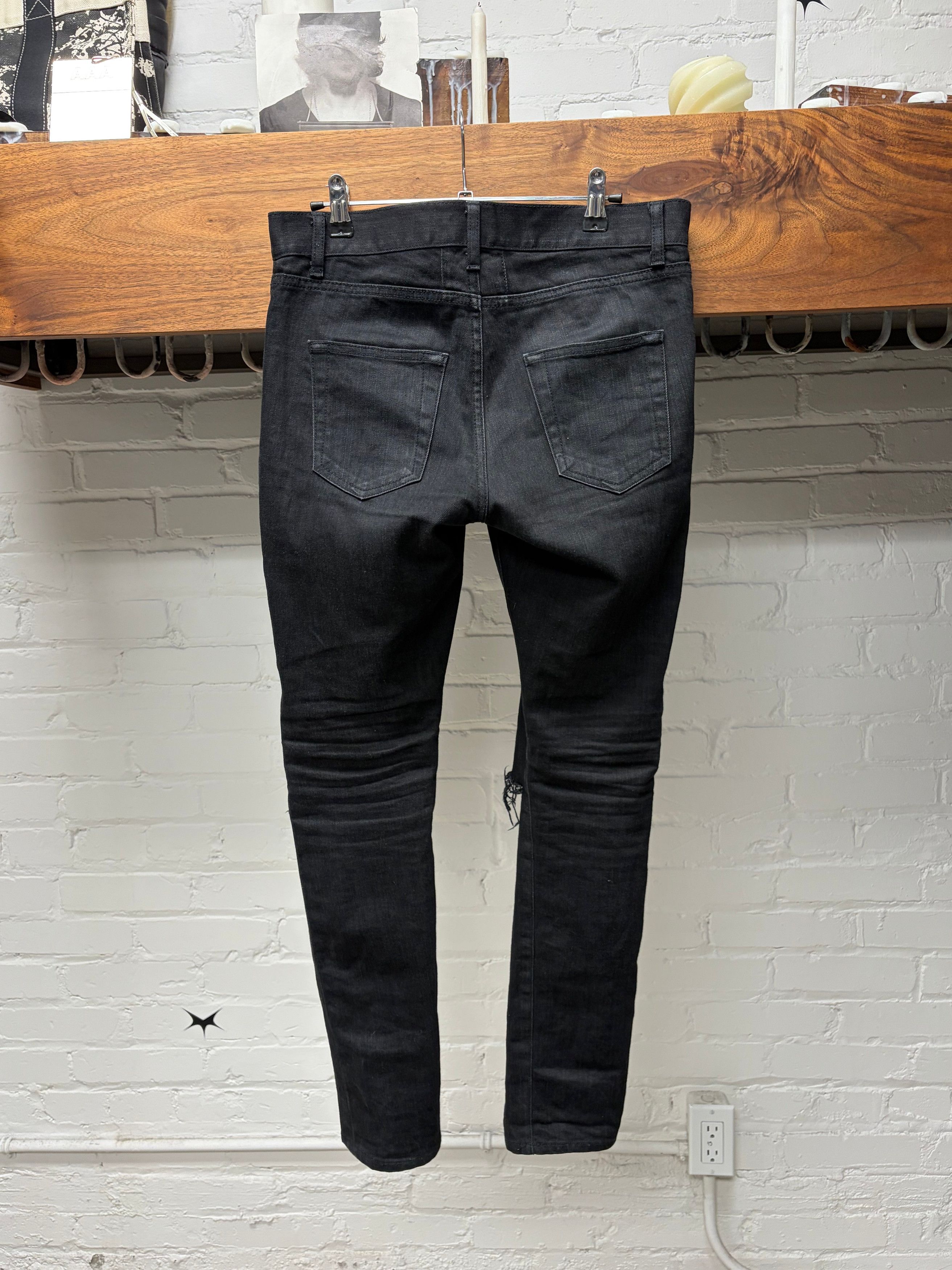 Saint Laurent Paris 2015 Saint Laurent by Hedi Slimane ‘D02’ Distressed Black Denim Size US 29 - 4 Thumbnail
