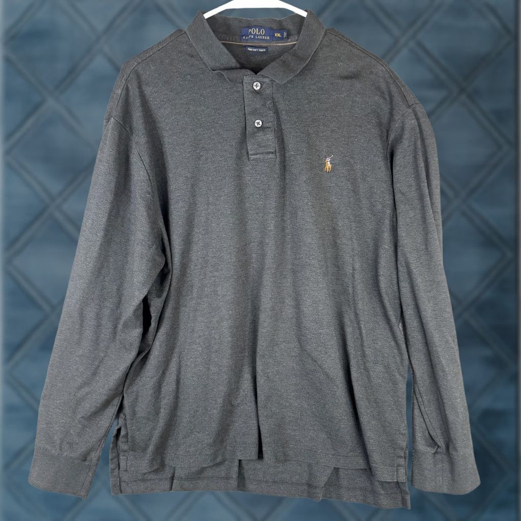 Polo Ralph Lauren Polo Ralph Lauren Polo Shirt Mens 2XL Gray Pima Soft Touch Long Sleeve Pony Logo Size US XXL / EU 58 / 5 - 1 Thumbnail