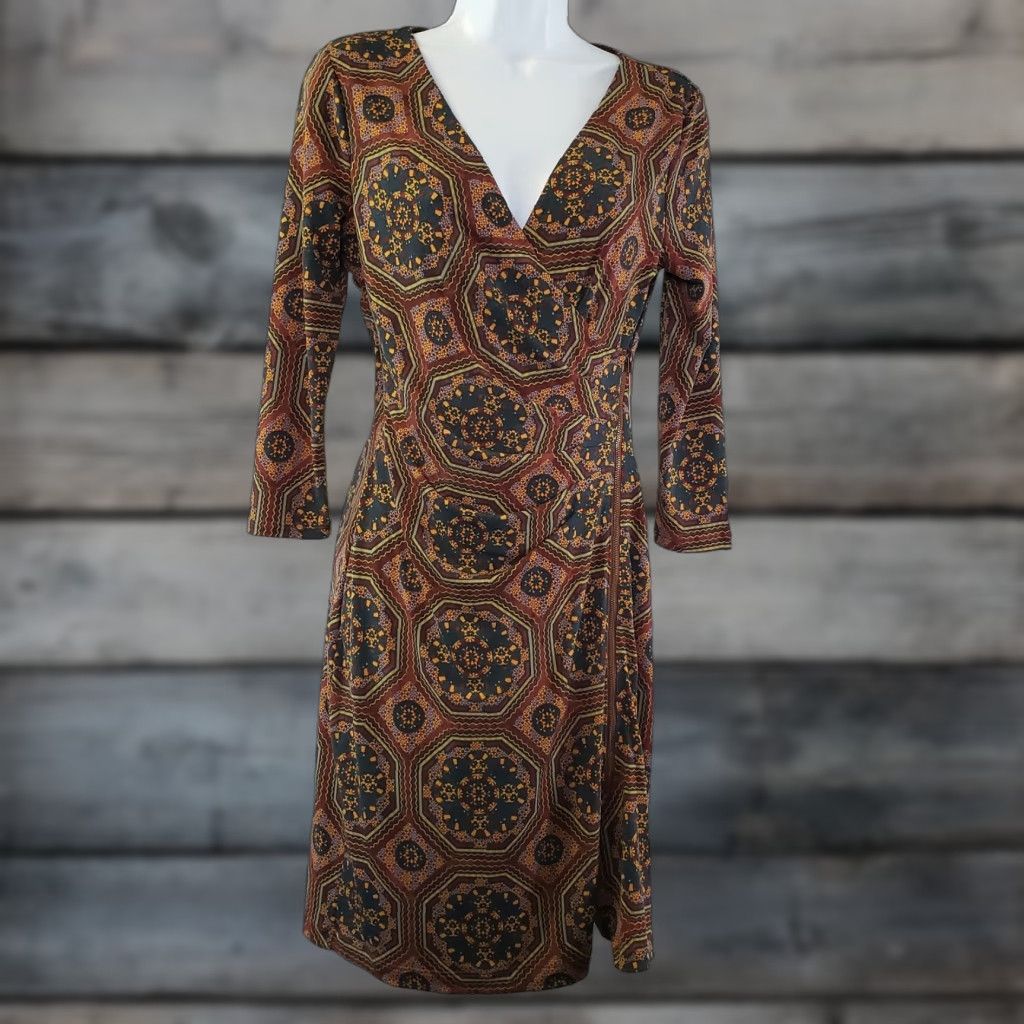 Vintage 41Hawthorn Womens Faux Wrap Dress Sz Small Green Brick Red Zips V-Neck Dress S Red 90s? Size S / US 4 / IT 40 - 1 Thumbnail