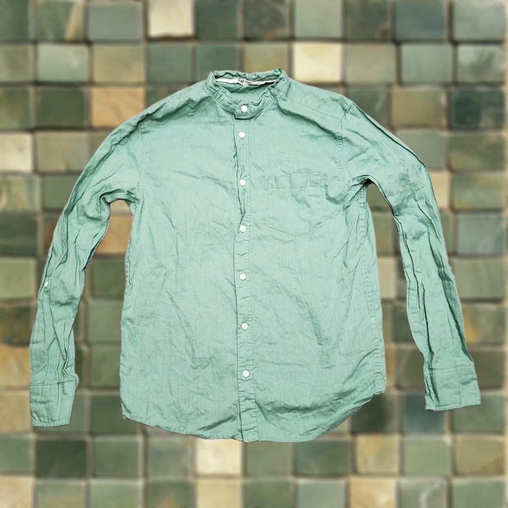 H&M H&M Linen Blend Shirt Womens 16 Green Long Sleeve Button-Up Casual Comfort Top Shirt Womens Size 16 Green Button-Up Casual H&M Size XXL / US 16-18 / IT 52-54 - 1 Thumbnail