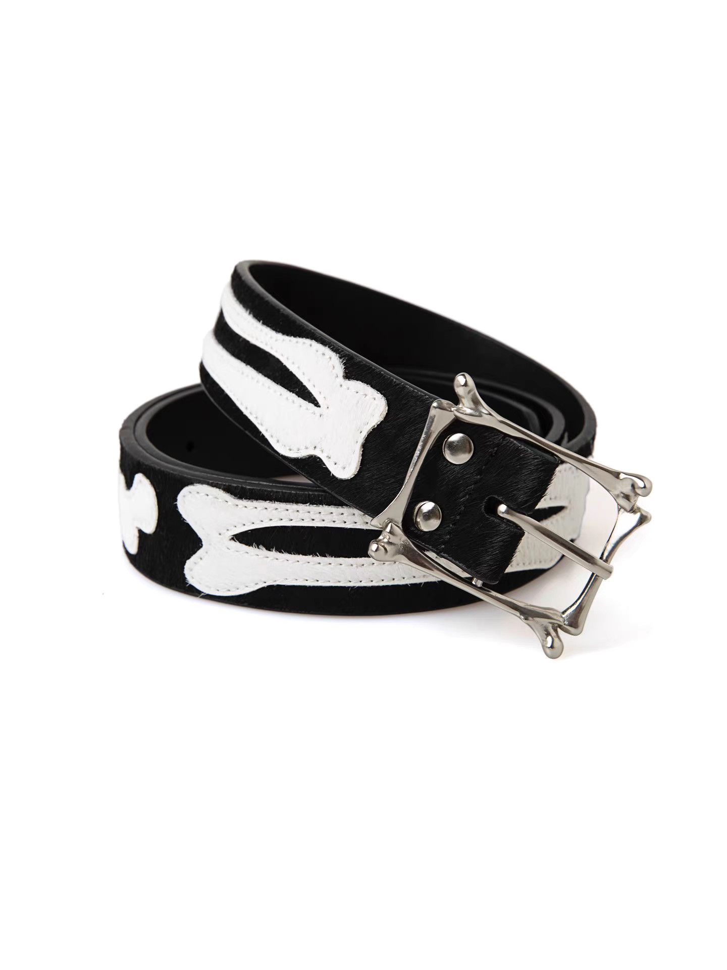 Nude Nude Clothing Full-Grain Leather Punk Bone Belt K20 Size ONE SIZE - 1 Thumbnail
