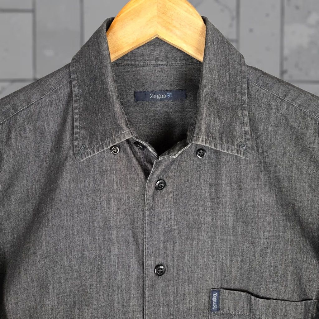 Ermenegildo Zegna ERMENEGILDO ZEGNA SPORT Mens Cotton Chambray Long Sleeve Sport Shirt Medium Size US M / EU 48-50 / 2 - 1 Thumbnail