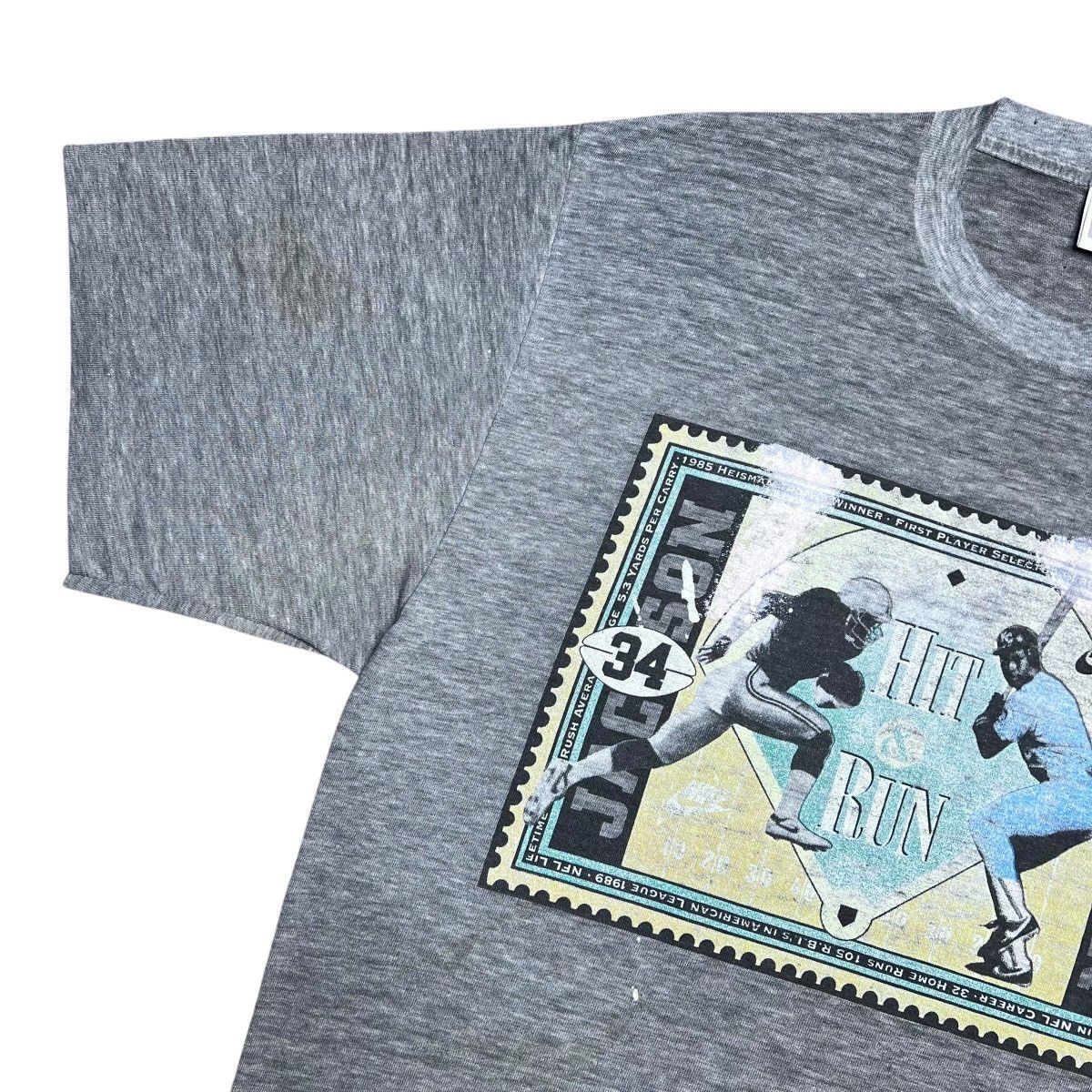 Nike × Vintage Vintage 1980s Nike Bo Jackson Hit & Run Graphic T-Shirt Size US L / EU 52-54 / 3 - 4 Thumbnail