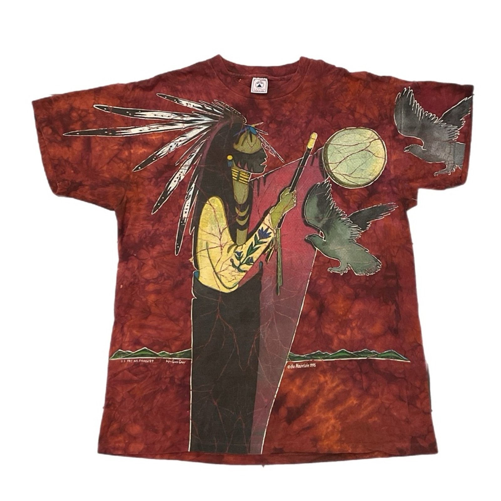 Delta Vintage 1995 The Mountain Native American Tie-Dye T-Shirt Size US L / EU 52-54 / 3 - 1 Thumbnail