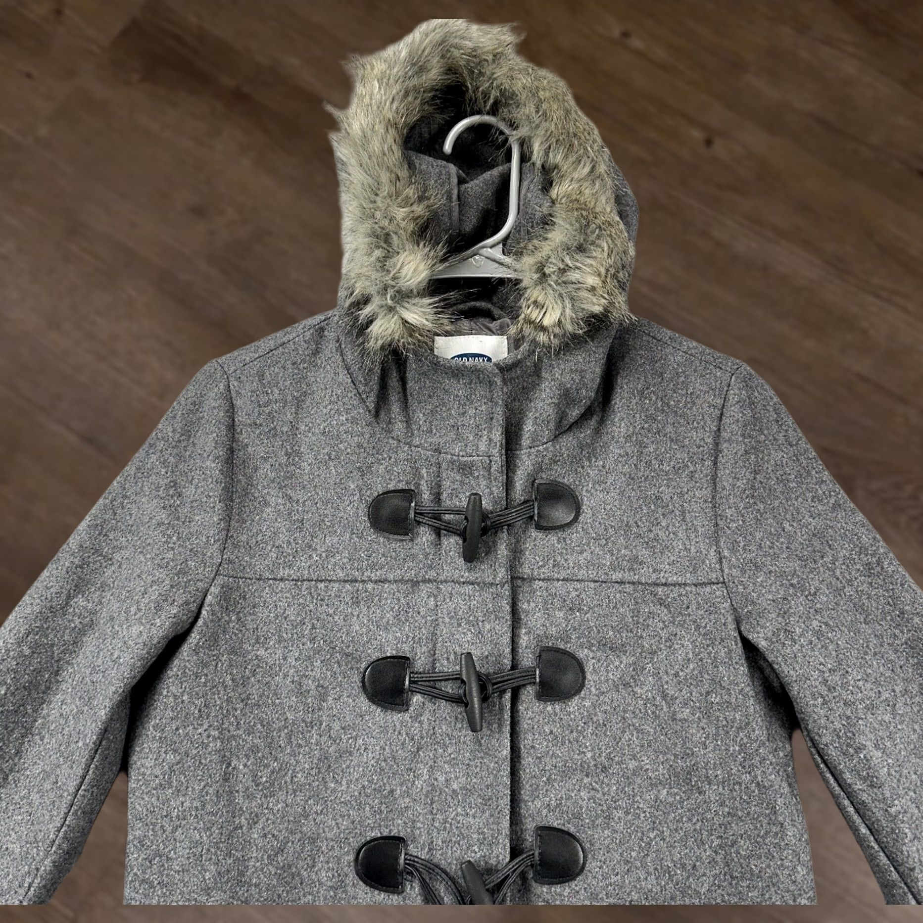 Old Navy Old Navy Jacket Womens XS Grey Wool Blend Toggle Button Faux Fur Hooded Coat NEW Size XS / US 0-2 / IT 36-38 - 1 Thumbnail