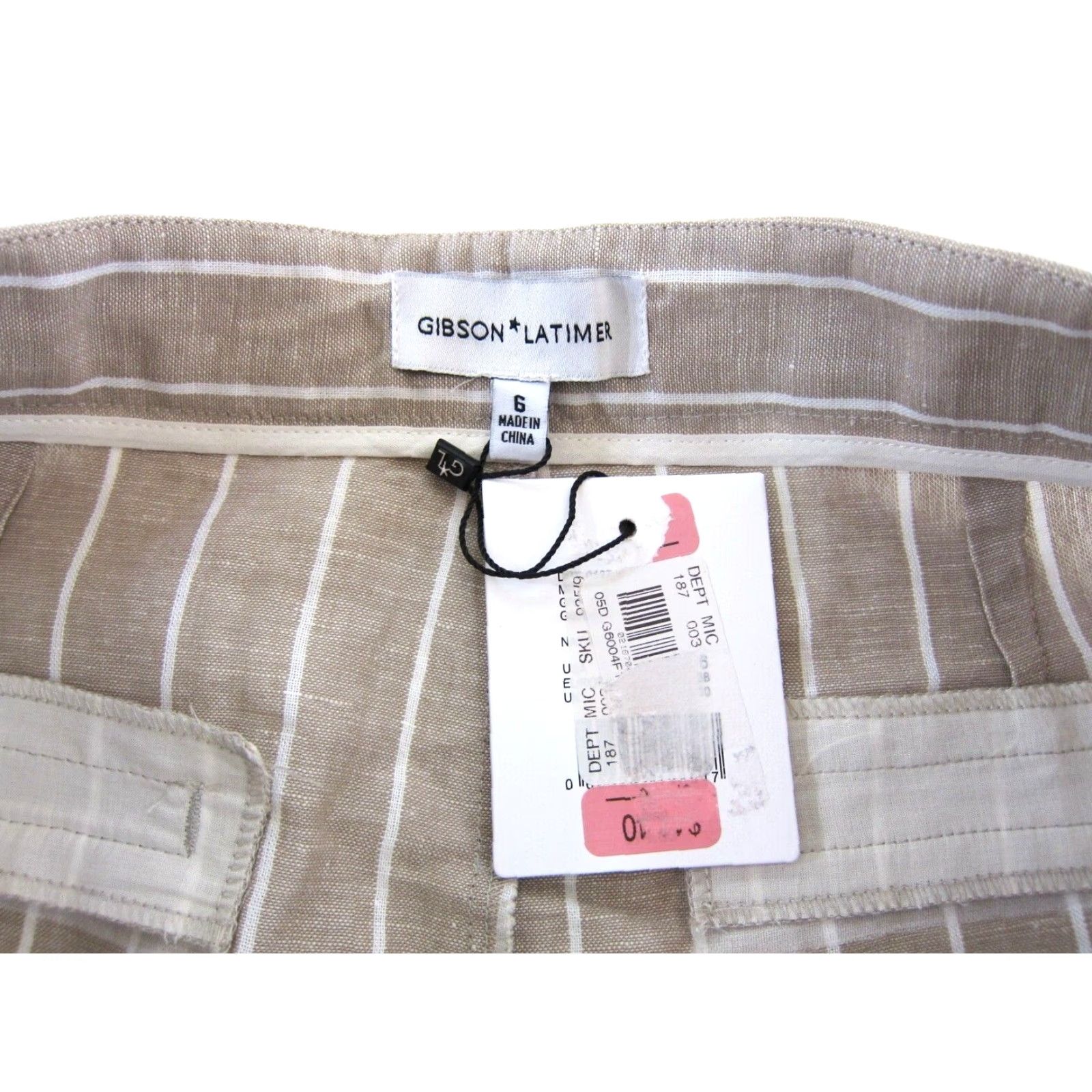 Vintage NWT Gibson Latimer Bermuda Linen Beige Stripe Flat Front Short 6 Women Bermuda Linen Beige Stripe NWT Gibson Latimer Women Short 6 Size 28" / US 6 / IT 42 - 4 Thumbnail