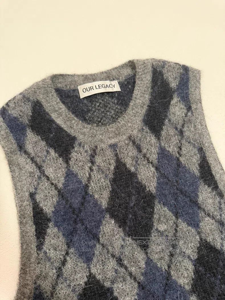 Our Legacy Our Legacy Blue Gray Mohair Blended Diamond Knit Sweater Size US S / EU 44-46 / 1 - 3 Thumbnail
