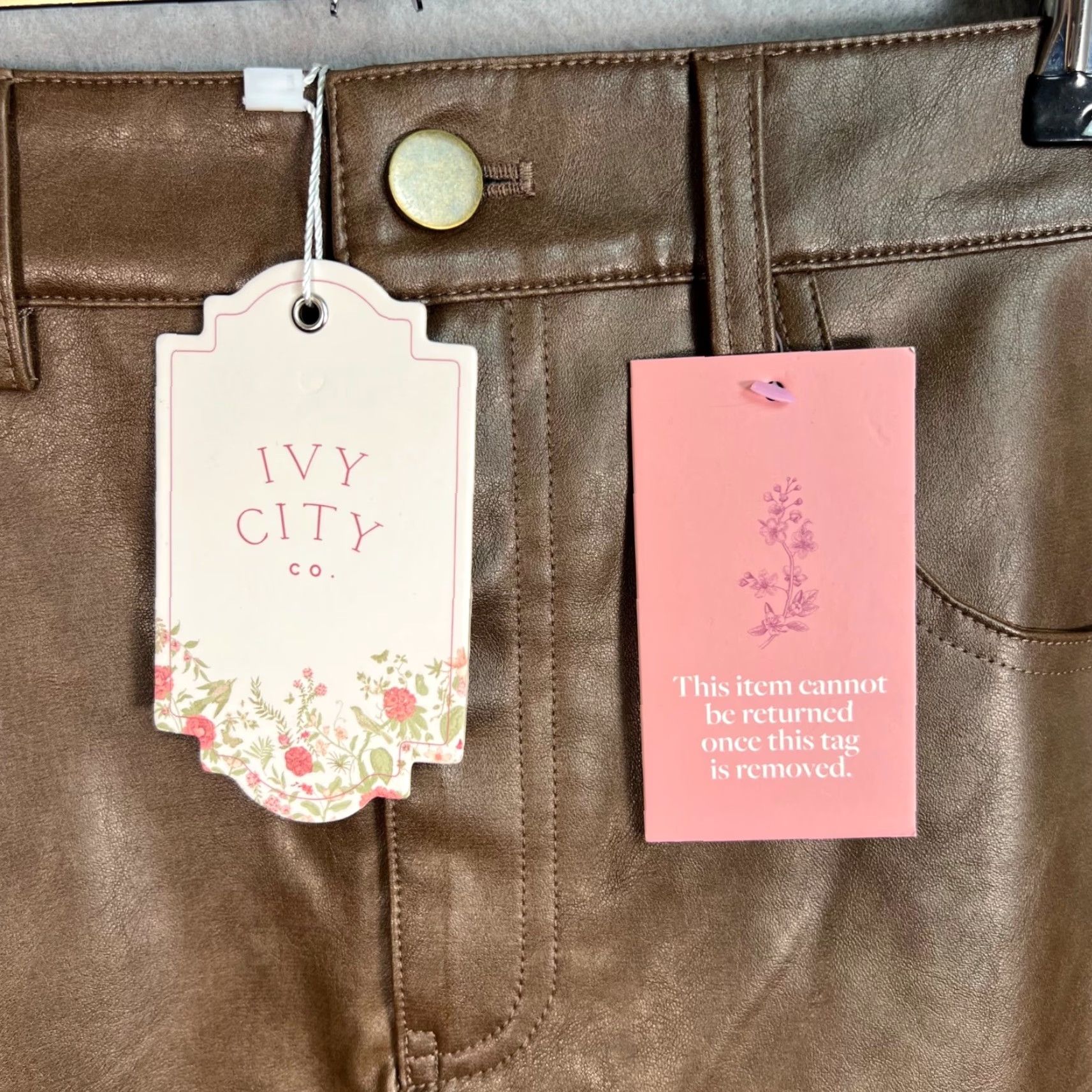 CO Ivy City Co Womens Size 4 Brown Faux Leather Midi Skirt NEW! Size 27" / US 4 / IT 40 - 5 Thumbnail