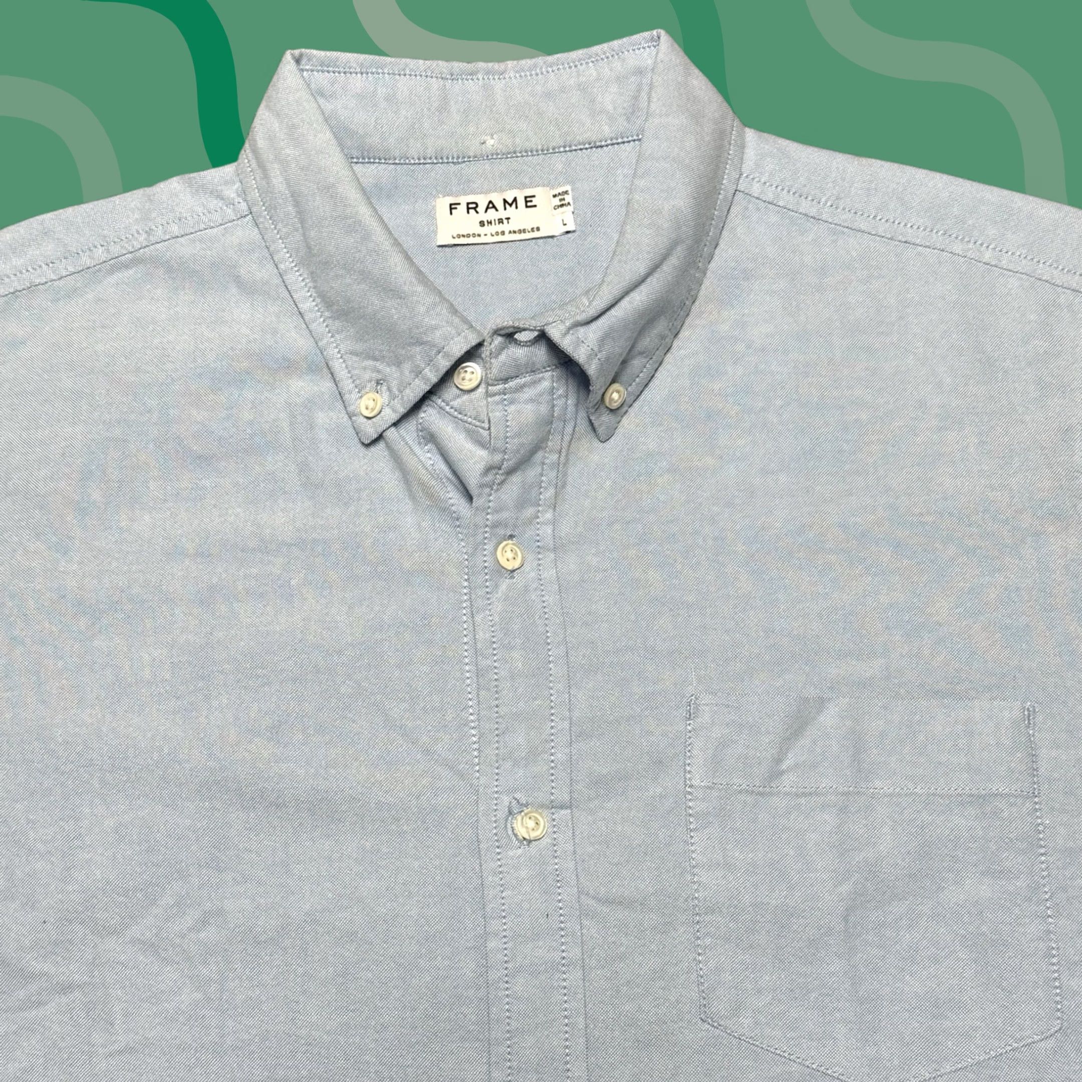 Frame FRAME Shirt Mens Large Light Blue Oxford OCBD Button Down Long Sleeve Size US L / EU 52-54 / 3 - 1 Thumbnail