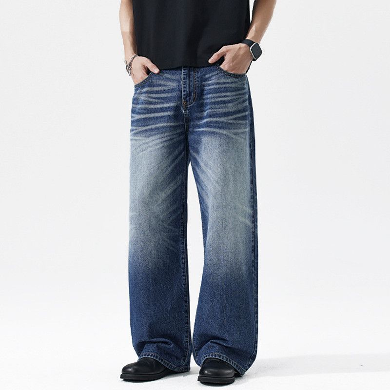 Japanese Brand Men's Washed Loose-Fit Straight Clean Fit Casual Jeans Size US 32 / EU 48 - 2 Thumbnail