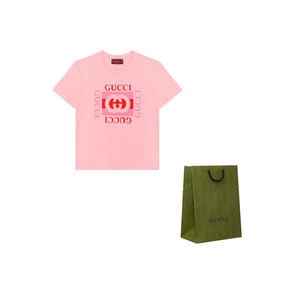 Gucci Gucci Logo Print T-Shirt Pink Size S Size S / US 4 / IT 40 - 1 Thumbnail