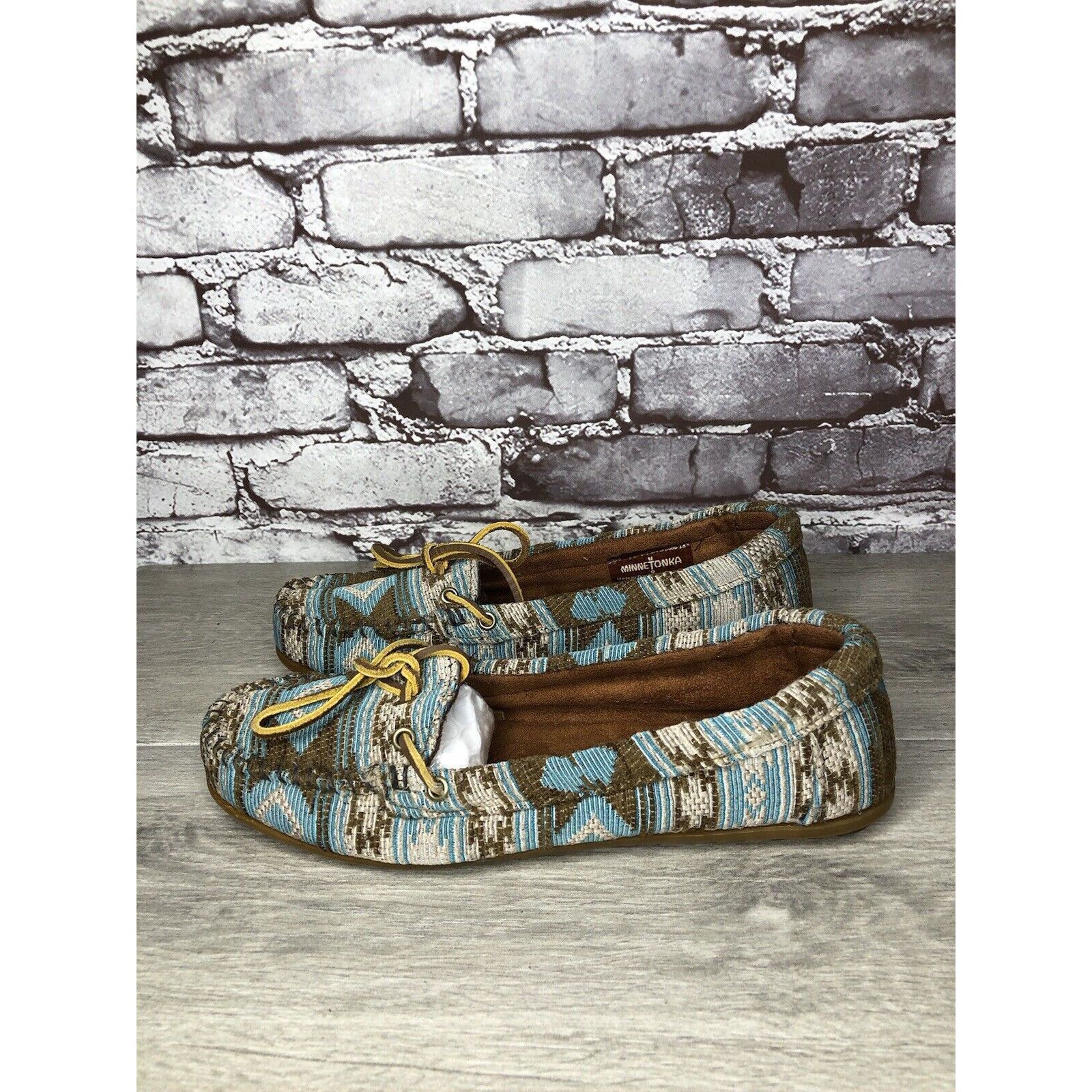 Minnetonka Minnetonka Blue Aztec Southwest Lace Bow Moccasins Shoes Wom Size US 9 / IT 39 - 7 Thumbnail
