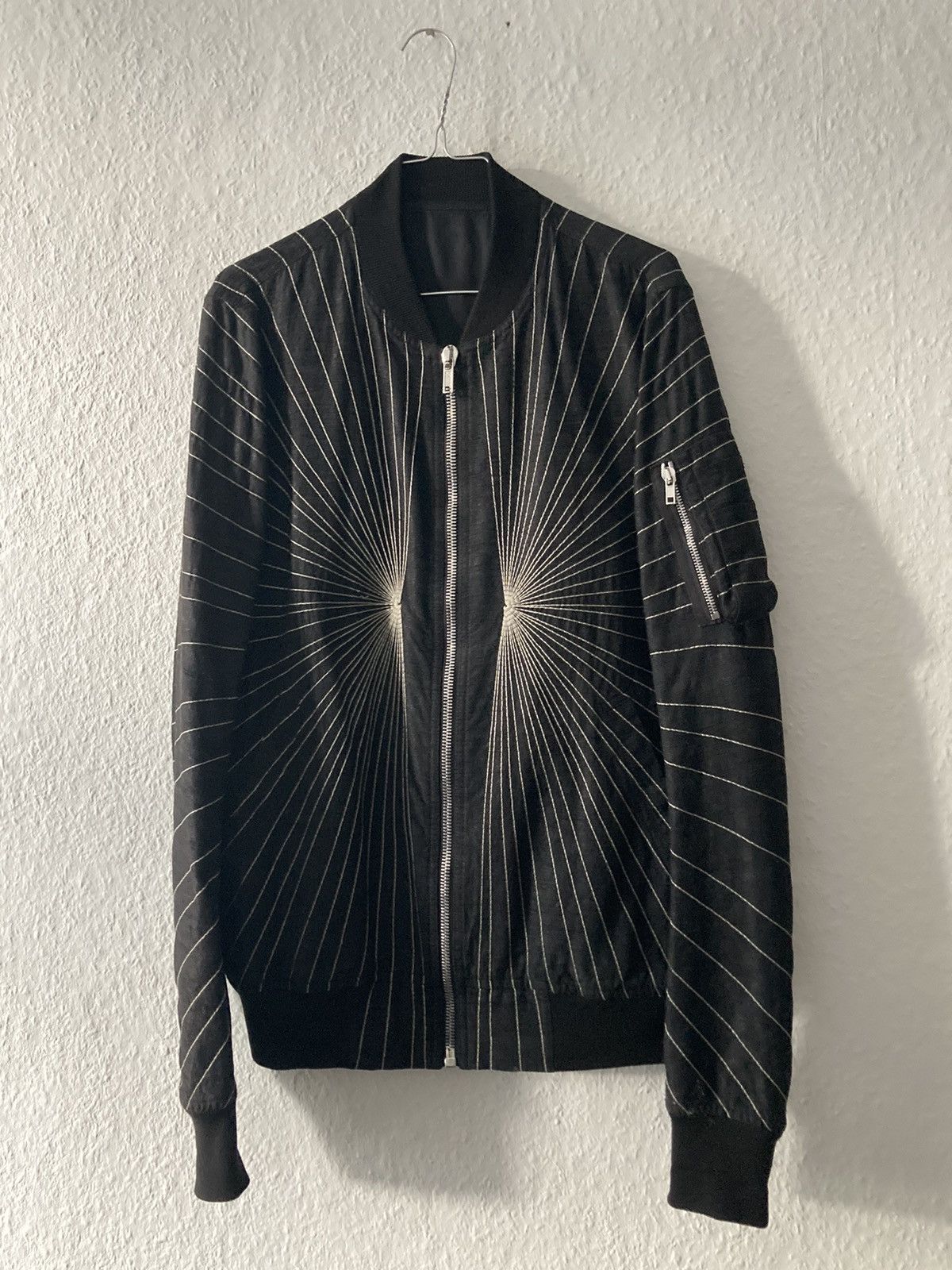 Pre-owned Rick Owens Radiant Embroidered Bomber Jacket  Ss17 Walrus In Black