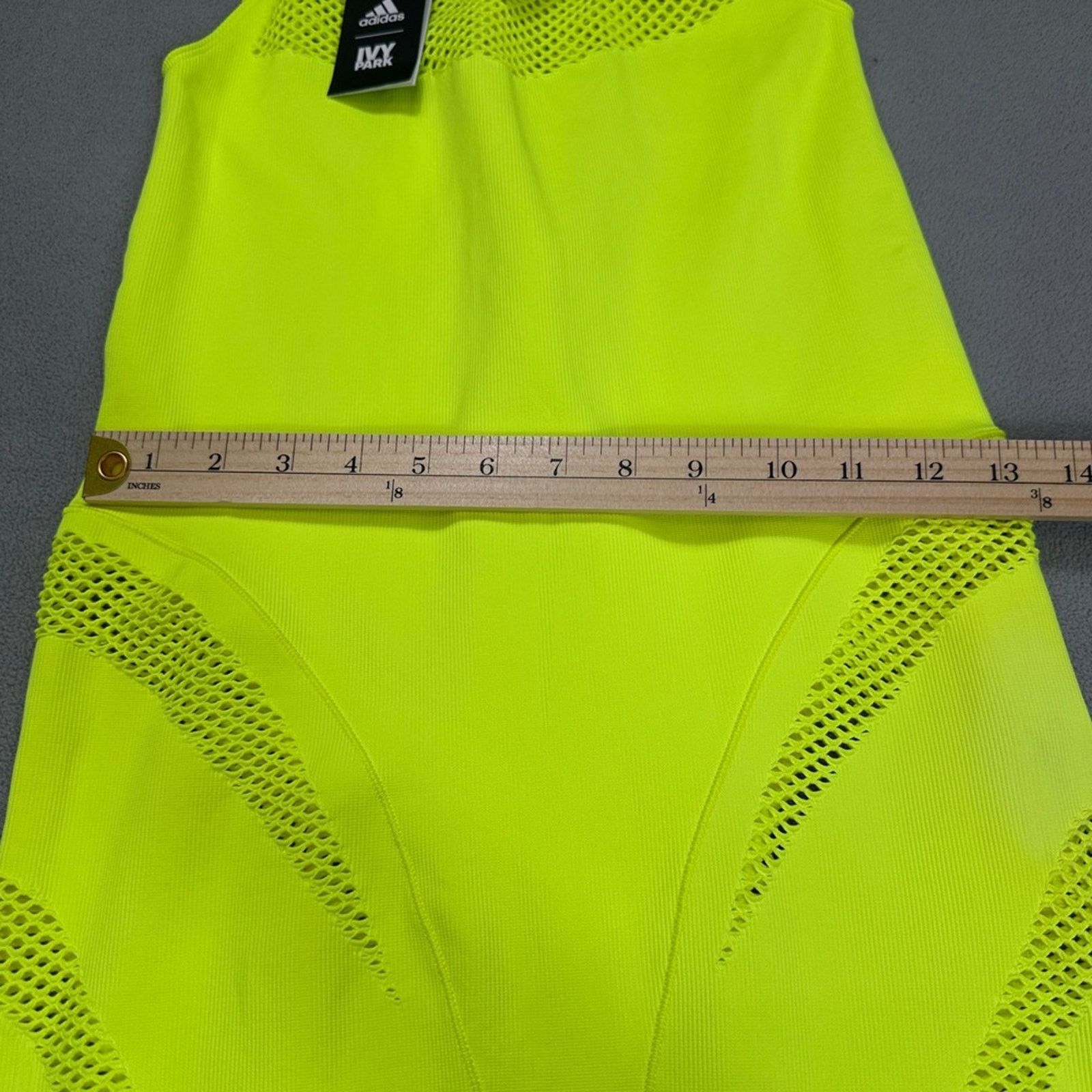 Ivy Park NWT Adidas x Ivy Park L Mesh Knit Catsuit Yellow Jumpsuit Size 34" / US 12 / IT 48 - 8 Thumbnail