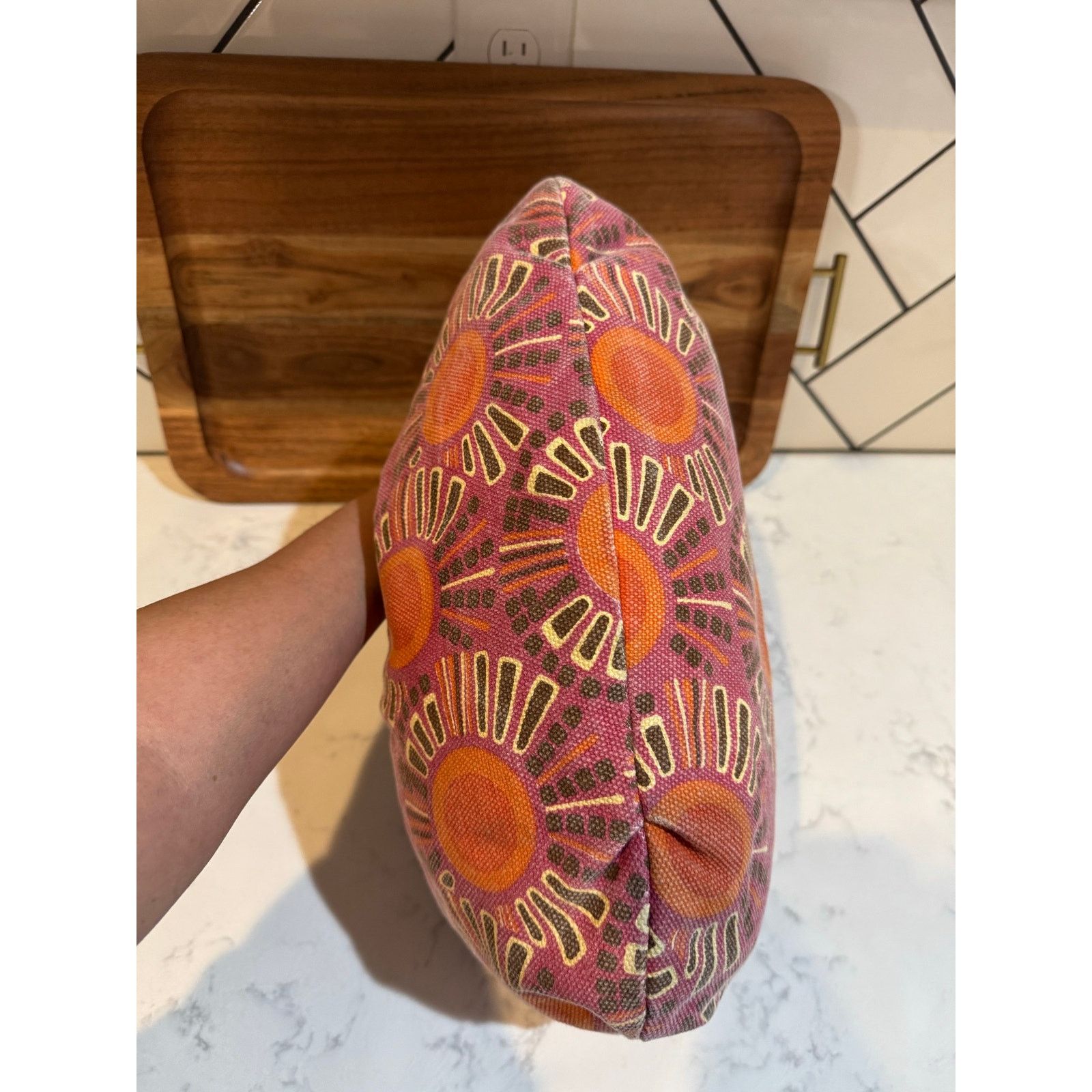 Guess vintage Fossil Canvas Hobo Bag abstract orange brown floral Size ONE SIZE - 11 Thumbnail