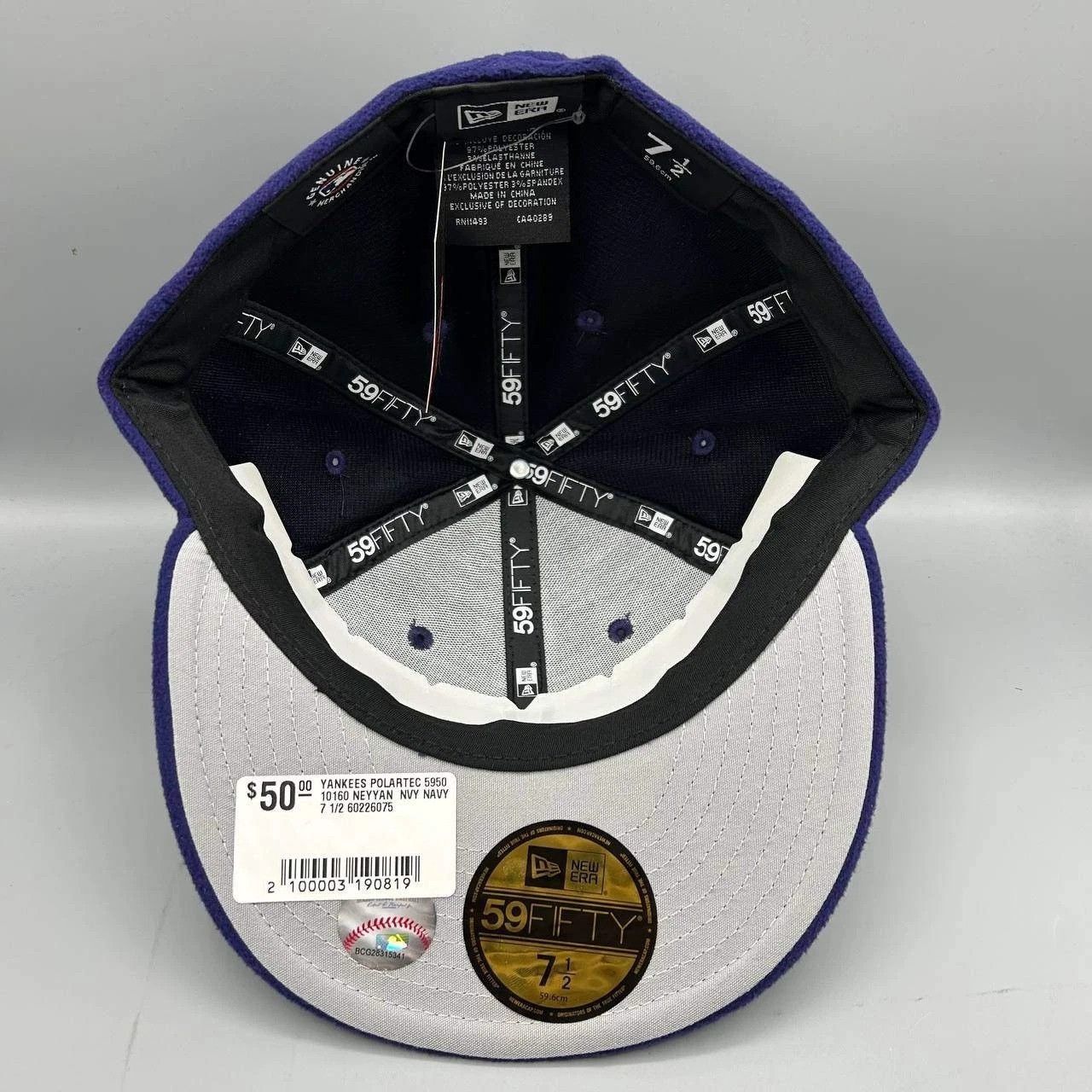 New Era New York Yankees Hat Men 7 1/2 Blue Gray Fitted Cap New Size ONE SIZE - 2 Thumbnail