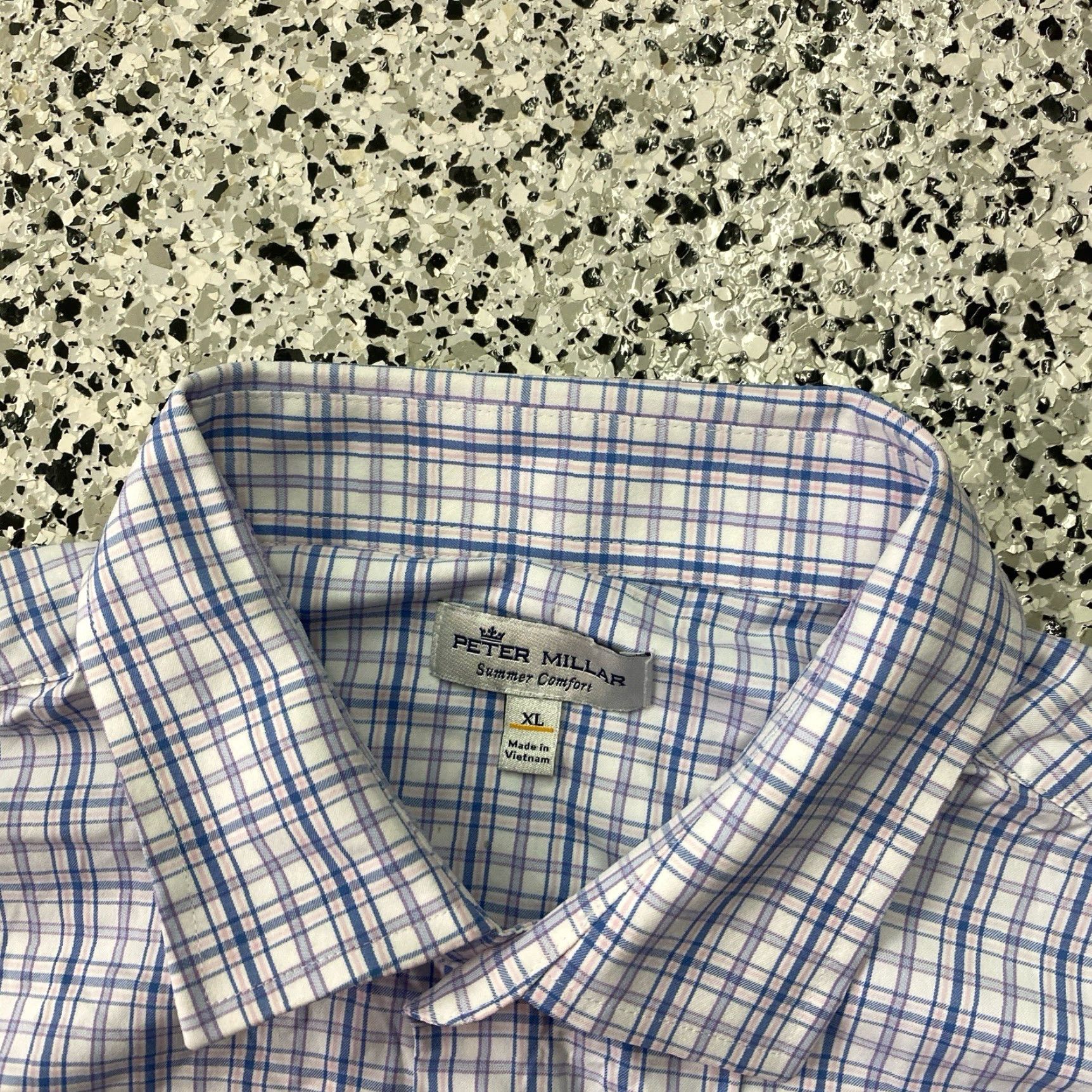Peter Millar PETER MILLAR Summer Comfort Shirt Men's XL Blue Purple Check L/S Button-Up Casual Business Size US XL / EU 56 / 4 - 2 Thumbnail