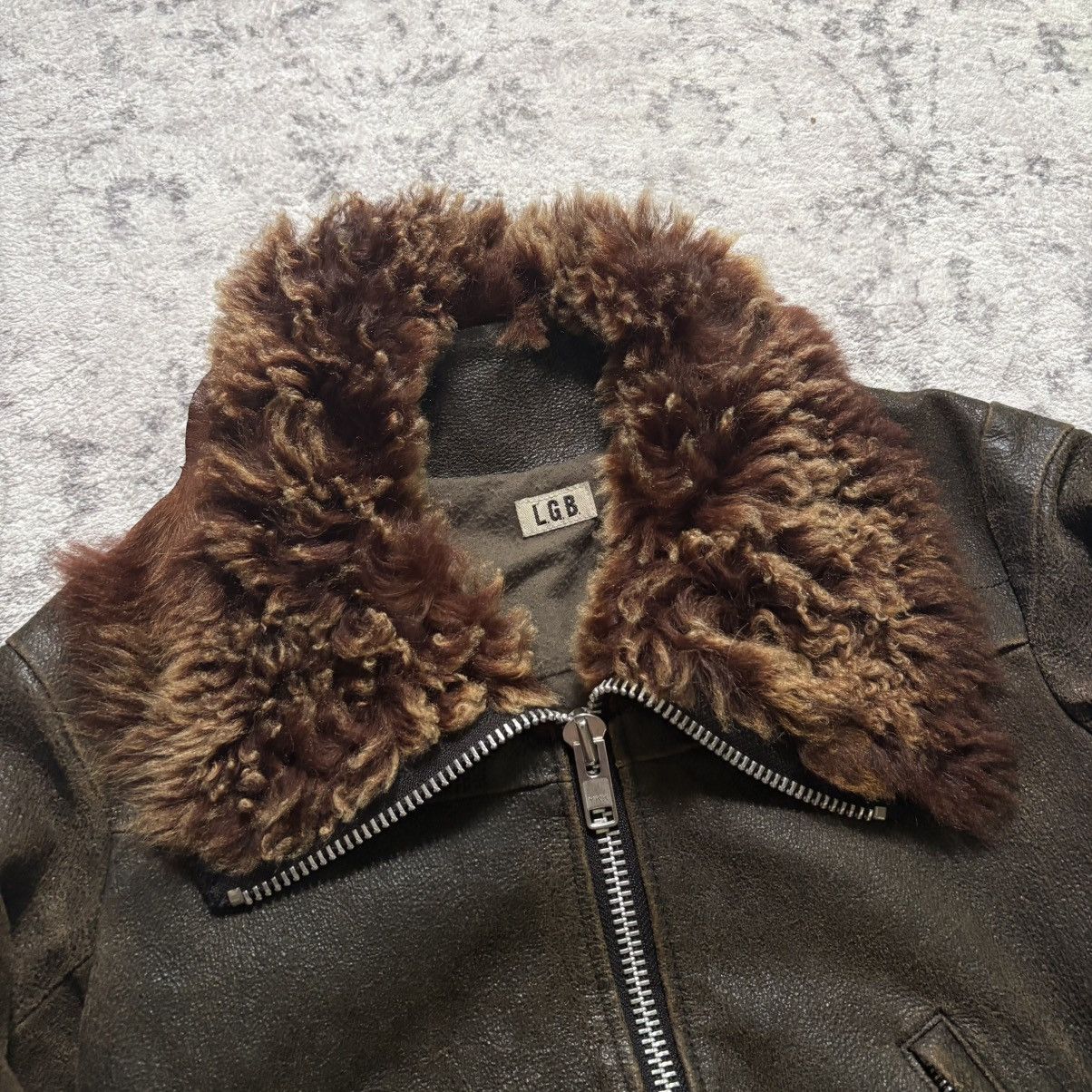 Le Grande Bleu (L.G.B.) LGB Le Grande Bleu Fur Collar Flight Leather Jacket | Size 0 Size US XS / EU 42 / 0 - 4 Thumbnail