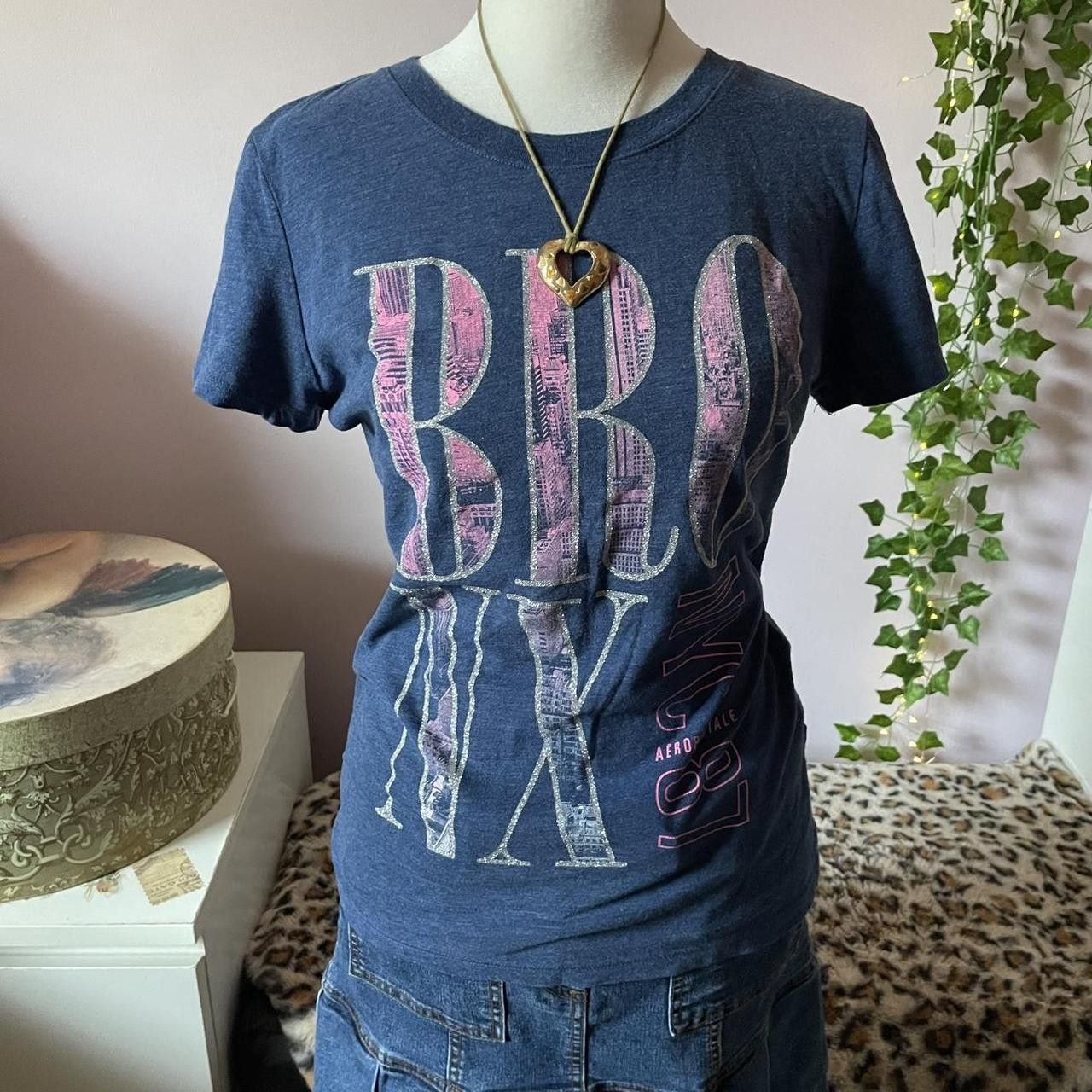 Aeropostale Aeropostale Blue Sparkly Graphic Tee Size L / US 10 / IT 46 - 1 Thumbnail
