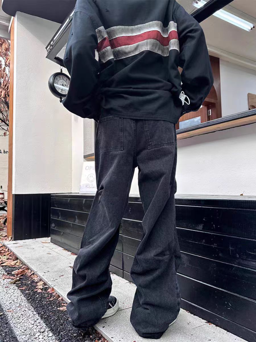 Designer × Jean × Vintage Street Hip Hop Raw Edge Design Micro Flare Jeans Size US 34 / EU 50 - 3 Thumbnail