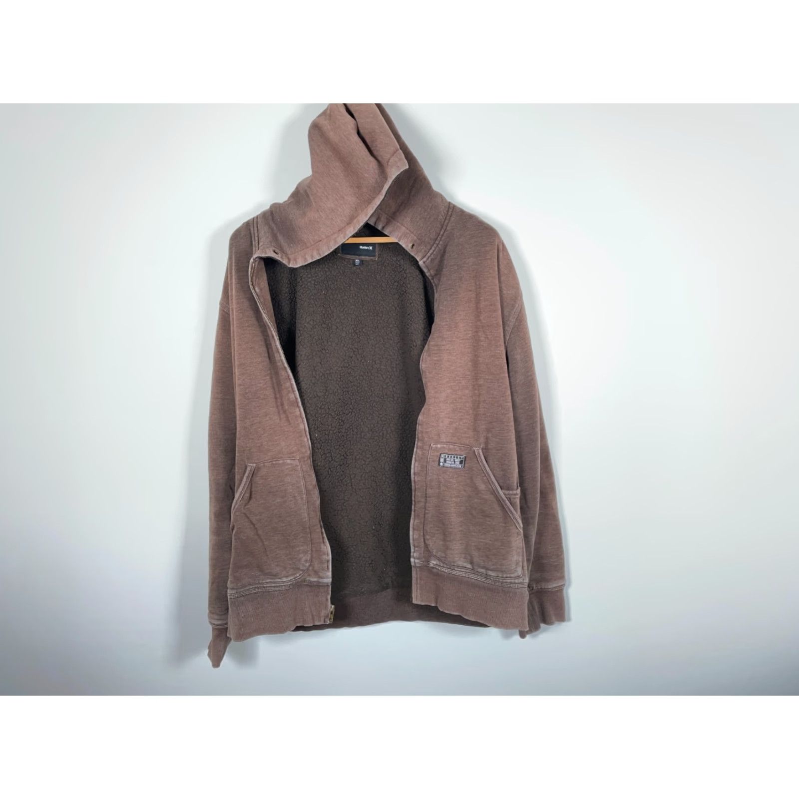Hurley Hurley Y2K Sherpa Lined Hoodie Men's XL Brown Sweatshirt Color Faded Skater Size US XL / EU 56 / 4 - 4 Thumbnail