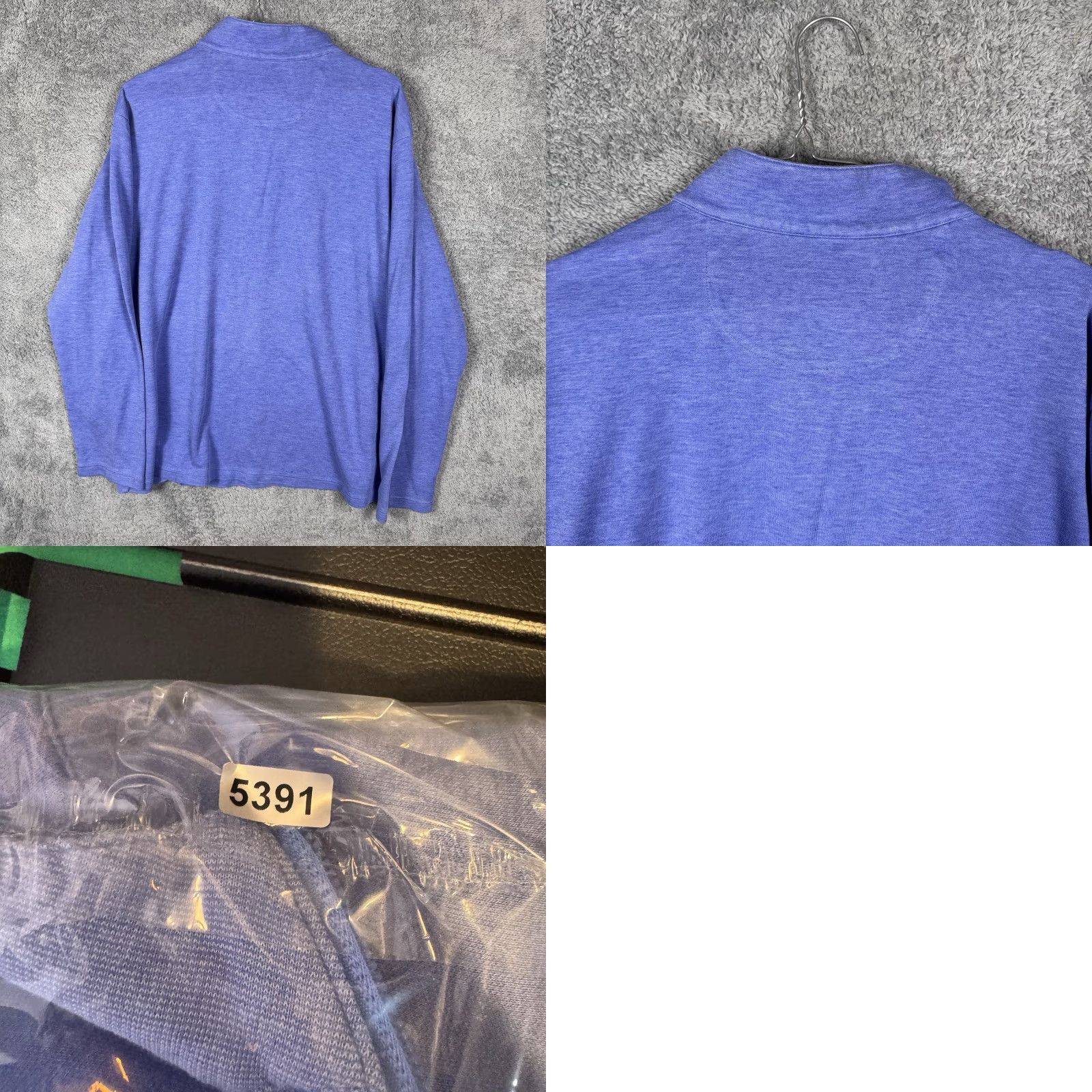 Mizzen+Main Mizzen+Main Sweater Men XL Stanton Pullover 1/4 Zip Mock Stretch Performance Blue Solid Knit Long Sleeve Size US XL / EU 56 / 4 - 8 Thumbnail