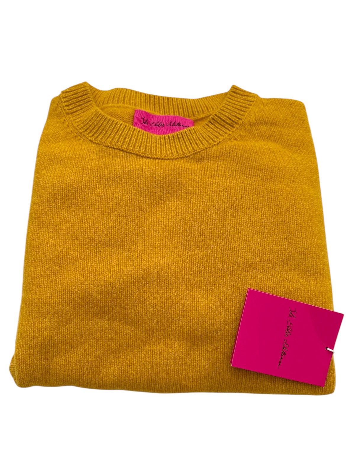 The Elder Statesman $1,195 Mustard Yellow Cashmere Simple Crew Sweater Size US XL / EU 56 / 4 - 4 Thumbnail
