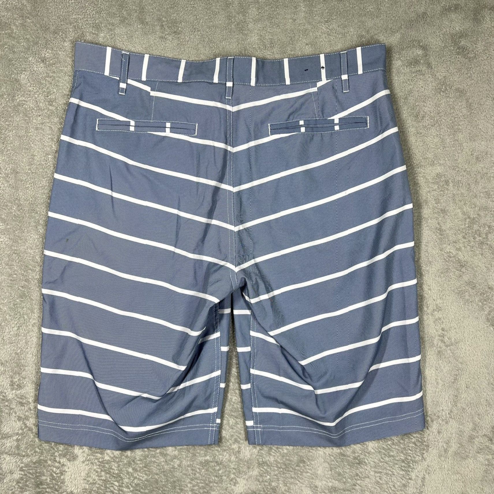 Vintage American Rag Cie Surf & City Hybrid Board Shorts Men 34 Blue White Striped Bermuda Pockets Casual Light Polyester Spandex Size US 36 / EU 52 - 6 Thumbnail
