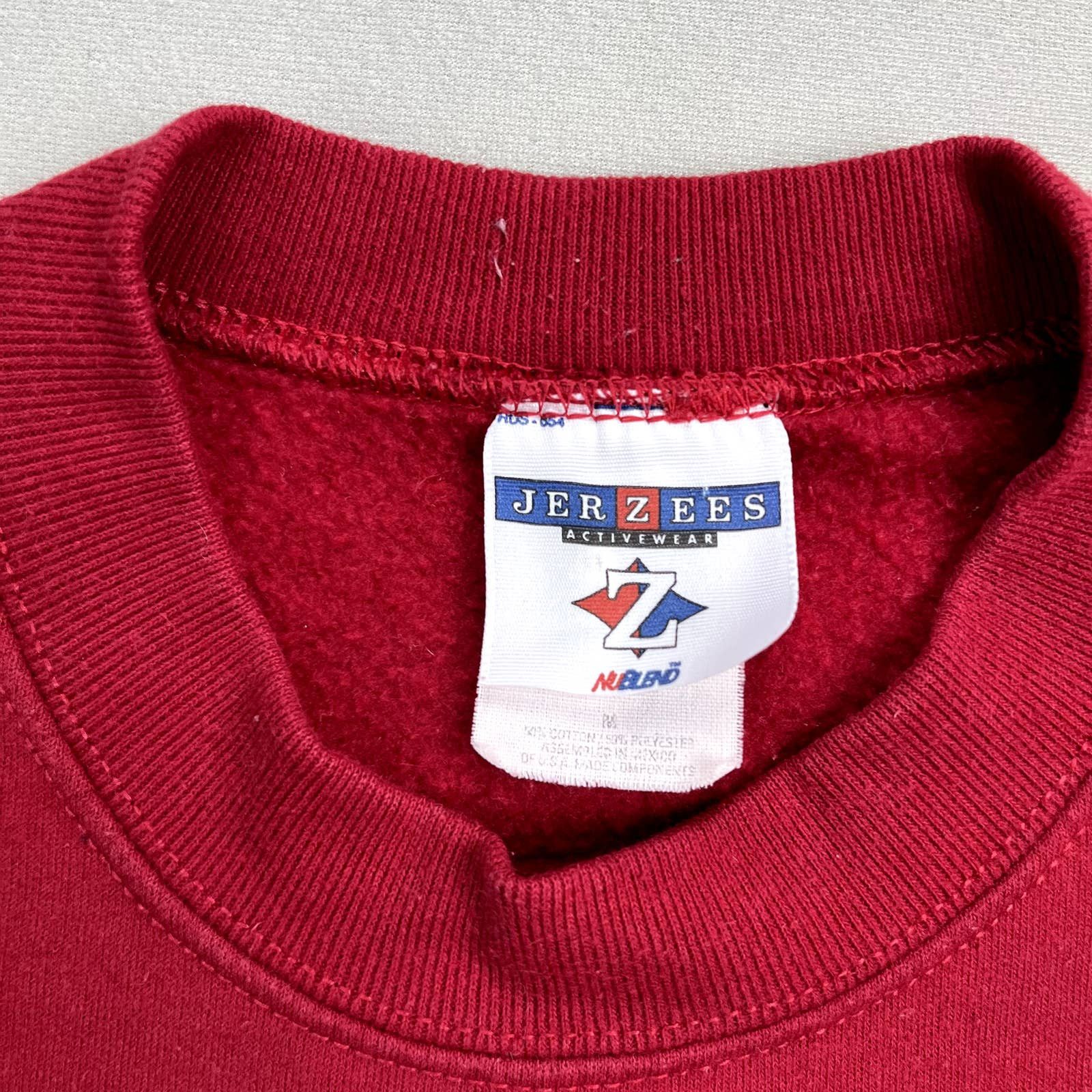 Jerzees × Vintage Vintage Red Sweatshirt Medium Jerzees Blank Basic Crewneck Size US M / EU 48-50 / 2 - 5 Thumbnail
