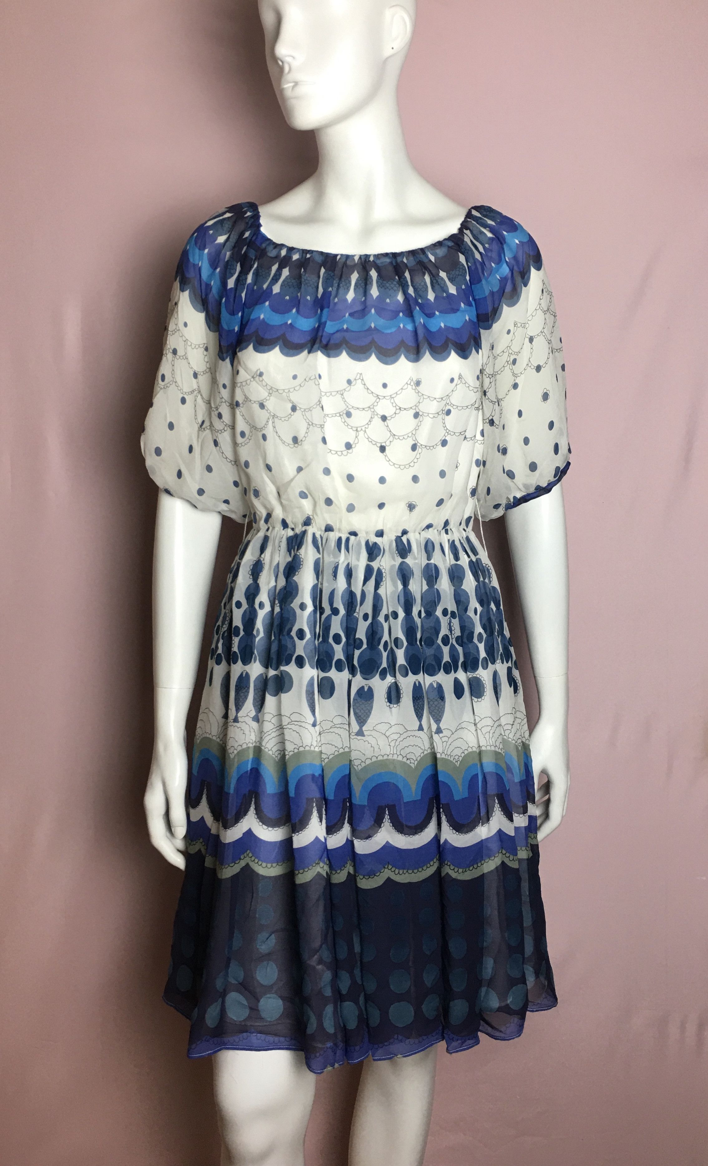 Miu Miu Vintage 90s MIU MIU Silk Dress Mare Print Size M Size M / US 6-8 / IT 42-44 - 1 Thumbnail