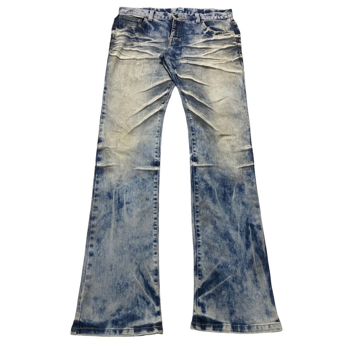 Tornado Mart Tornado Mart Acid Wash whisker Denim Wolf Cut Flare Jeans Size US 32 / EU 48 - 1 Thumbnail