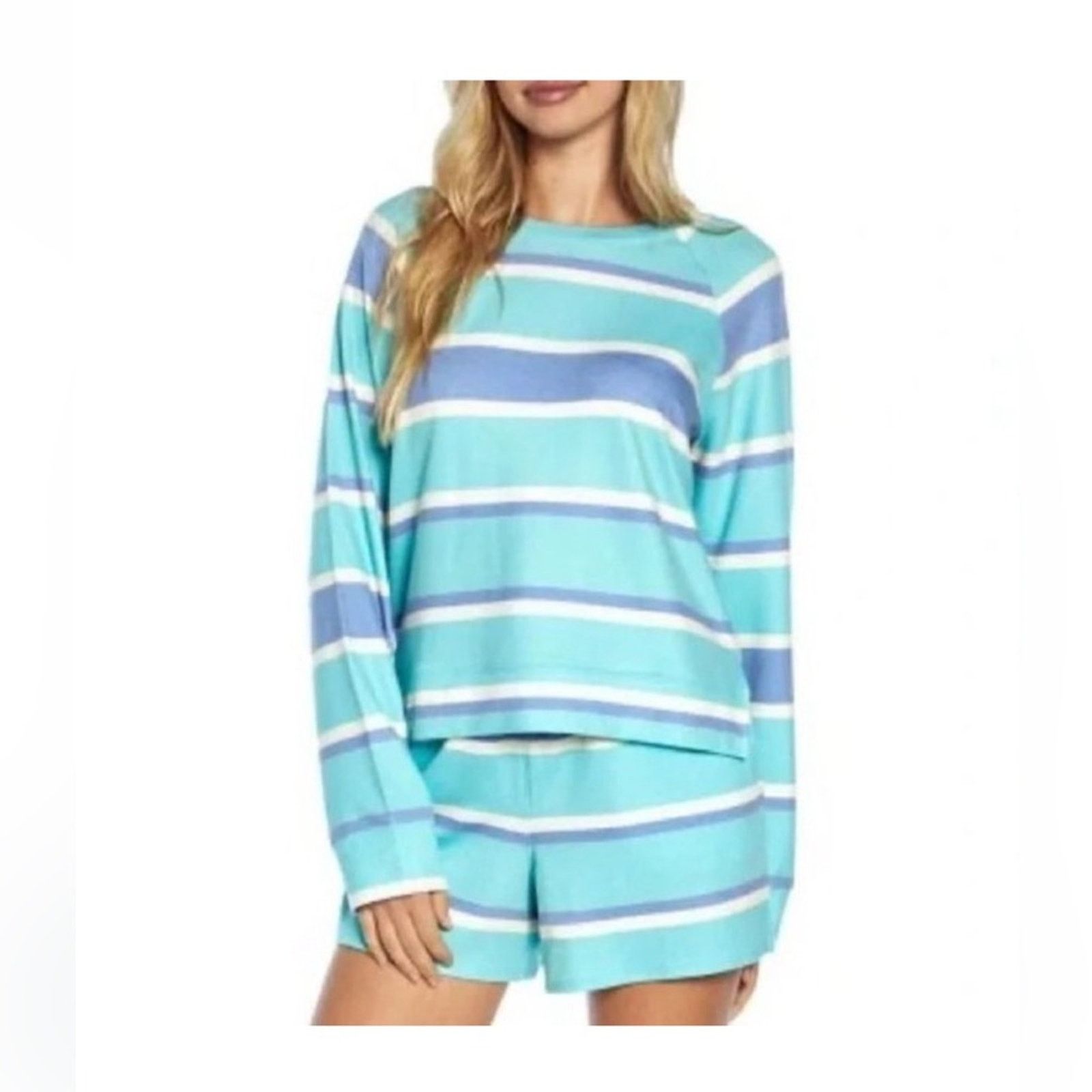 Wildfox NWOT Wildfox Blue and Green Striped Jogger Set $160 MSRP Size 30" / US 8 / IT 44 - 1 Thumbnail