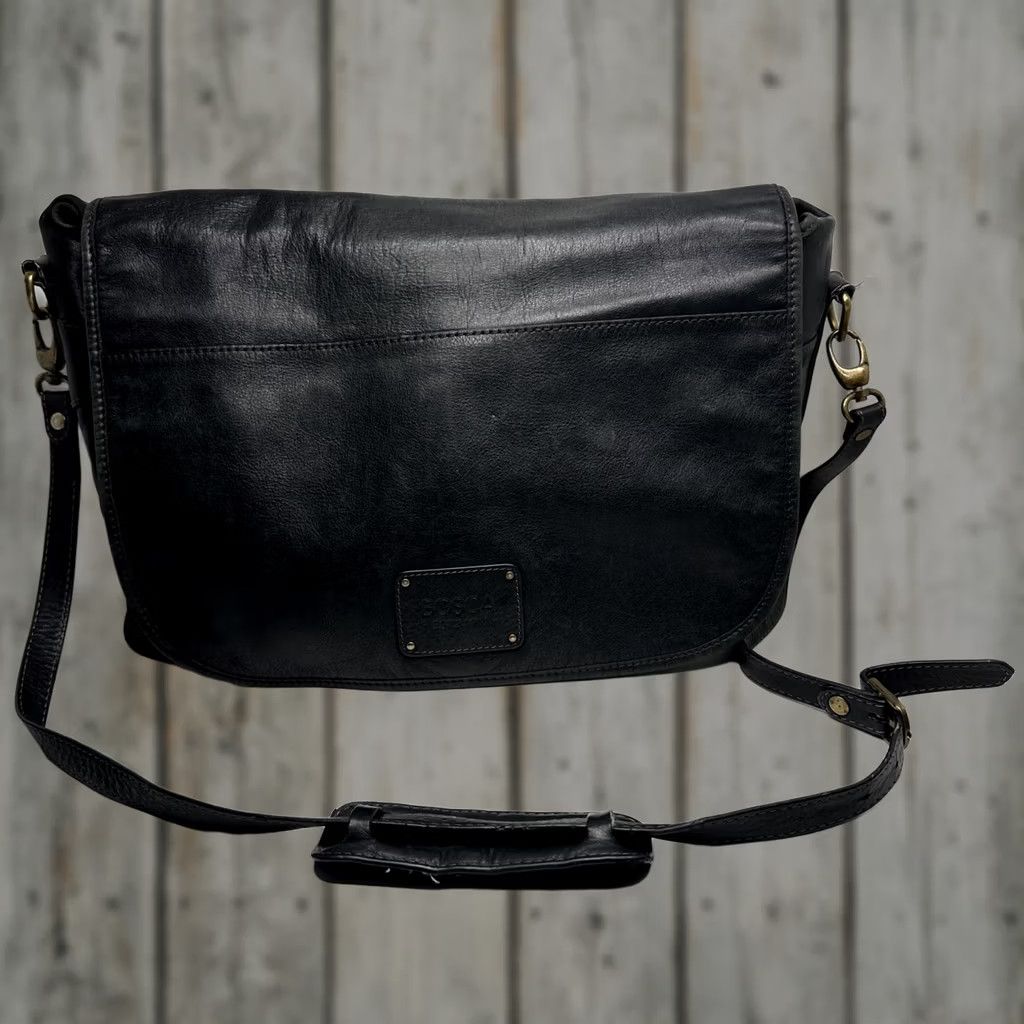 Bosca VINTAGE Bosca Leather Messenger Laptop Bag Black W/ Shoulder Strap Crossbody Size ONE SIZE - 1 Thumbnail