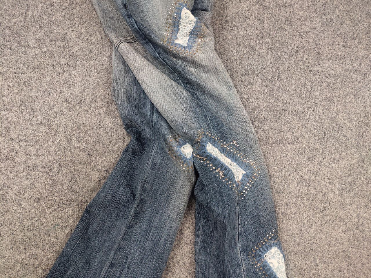 If Six Was Nine Rosa & Rose vintage Y2K Style Faded denim Flared Jeans LGB Size 28" / US 6 / IT 42 - 4 Thumbnail