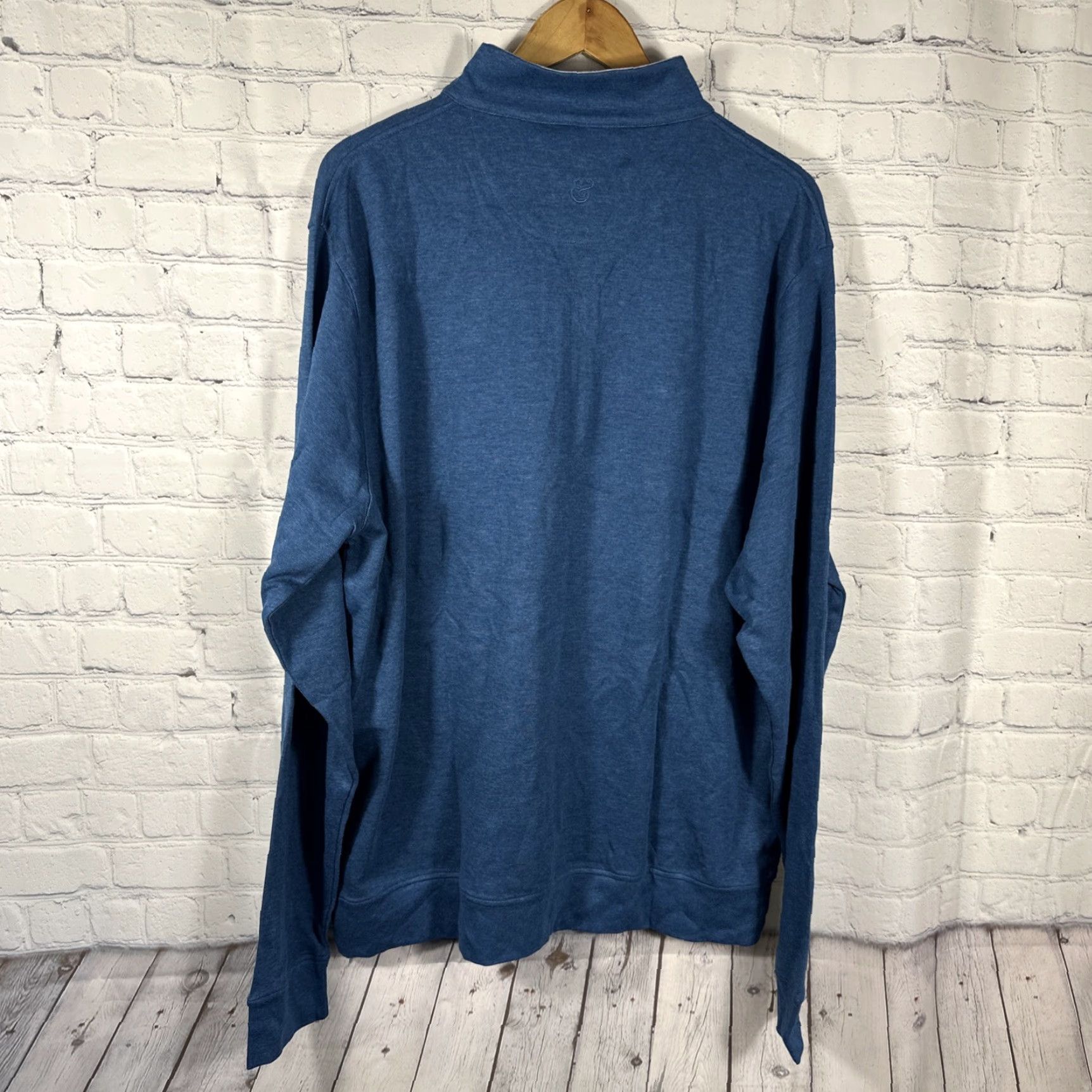 CO Collars & Co Sweater Quar ter 1/4 Zip Blue Long Sleeve Men Regular 2XL Knit Cotton Collared 1/4 Zip Golf Preppy Pullover Size US XXL / EU 58 / 5 - 7 Thumbnail