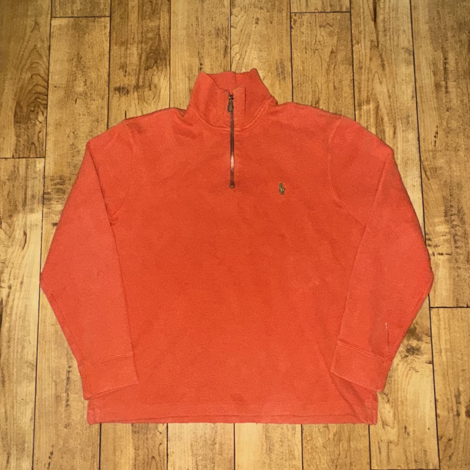 Ralph Lauren × Vintage Polo Ralph Lauren Quarter Zip Sweater Orange Medium 21x24 Size US M / EU 48-50 / 2 - 1 Thumbnail