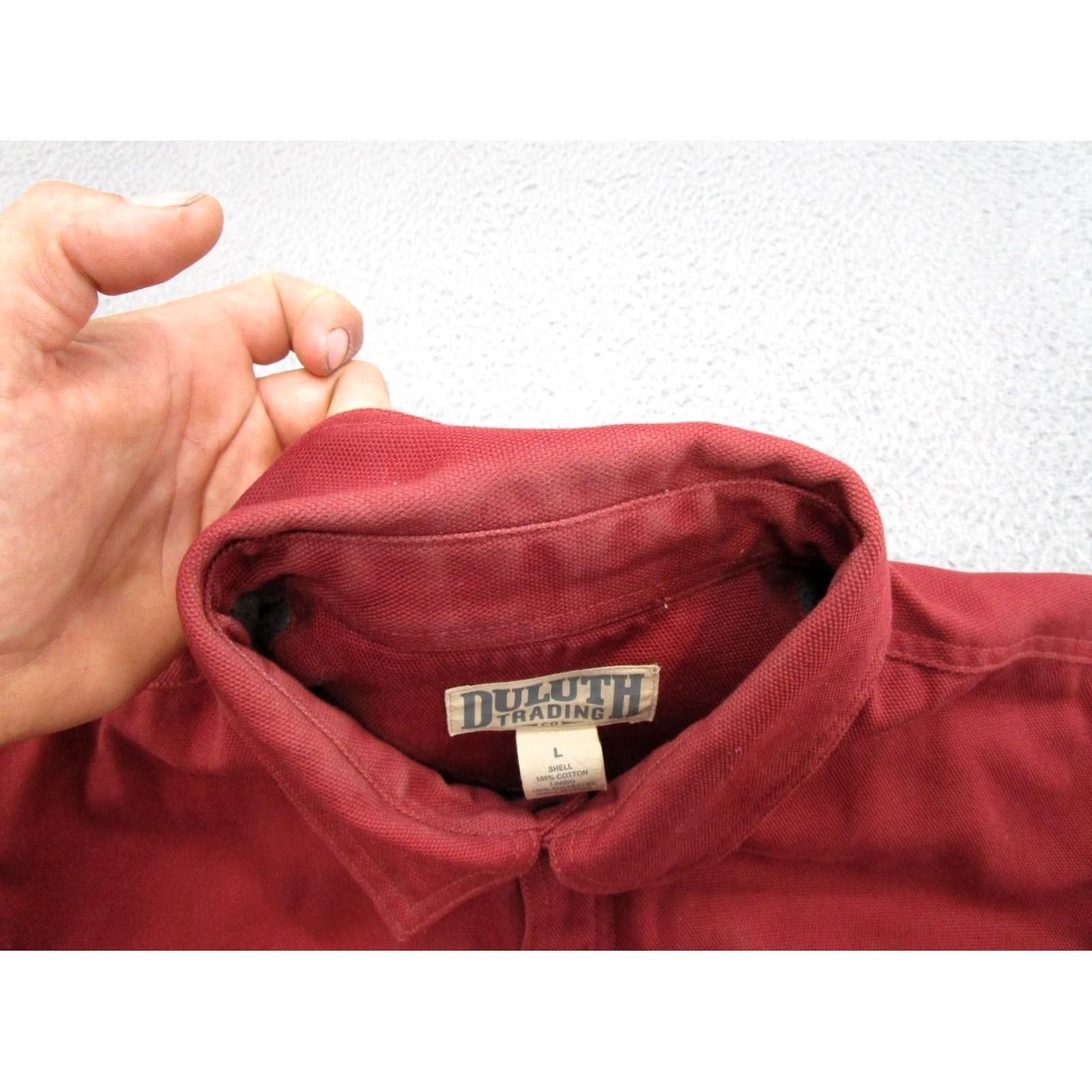 Vintage Duluth Trading Jacket Mens Heavy Canvas Workwear Fleece Lined Snap Size L Red Varsity Jacket Winter Relaxed 90s Mens Size US L / EU 52-54 / 3 - 3 Thumbnail