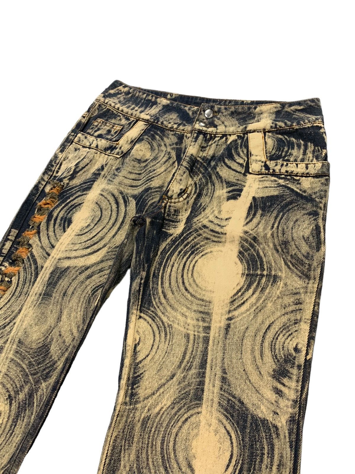Japanese Brand × Tornado Mart HuaDi Japan Abstracts Circle Mud Rust Flared Denim Pants Size US 29 - 6 Thumbnail