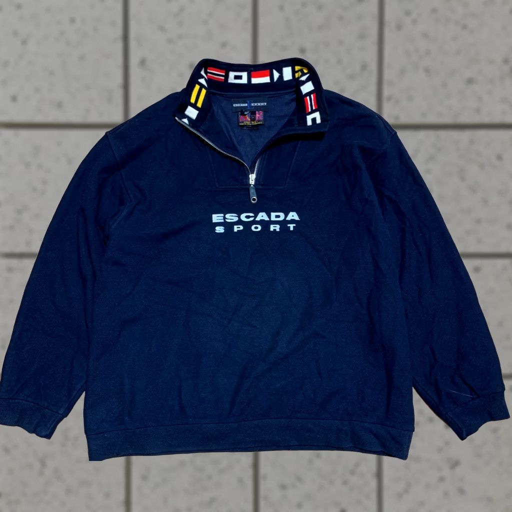 Escada Vintage Escada Sport Gore Xcr Zip Sweatshirt Pullover Mens L Blue 90s 1/4 Zip Sweatshirt Mens Size US L / EU 52-54 / 3 - 1 Thumbnail