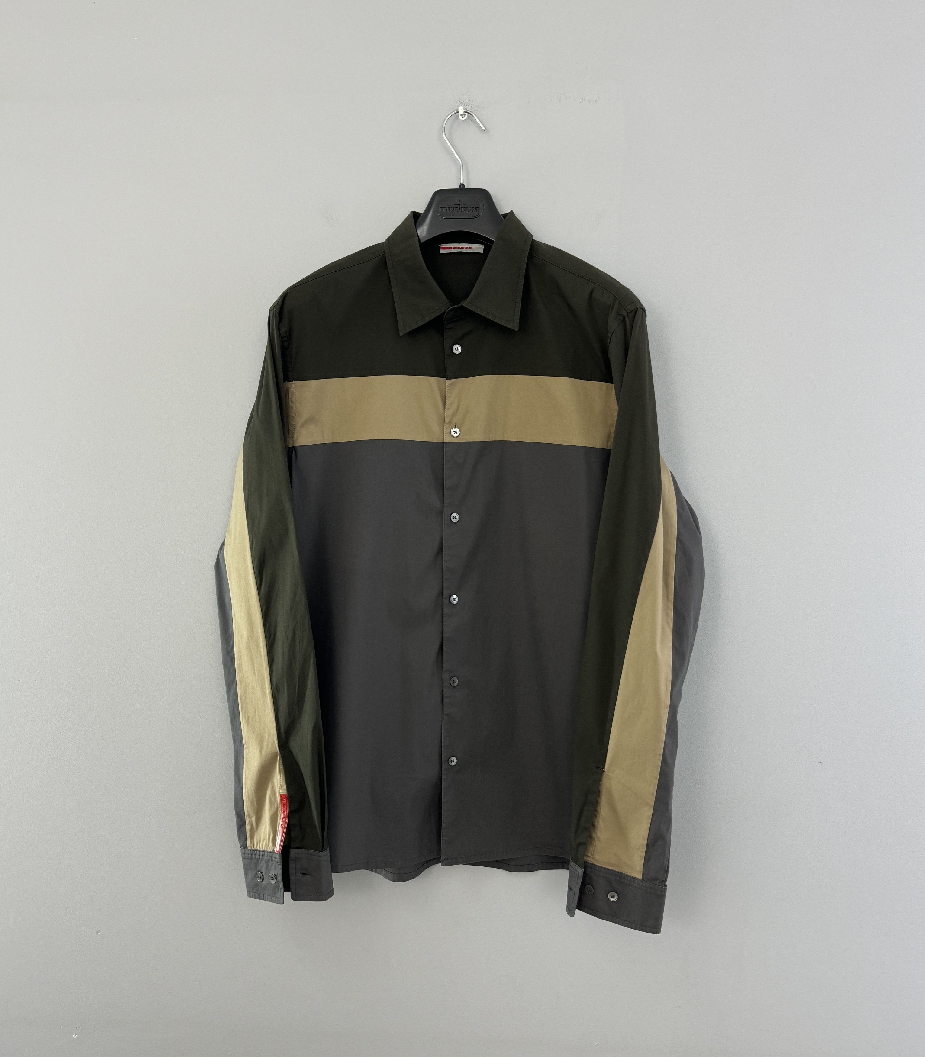 Prada Cotton Nylon Stripe Shirt Button Down Long Size L