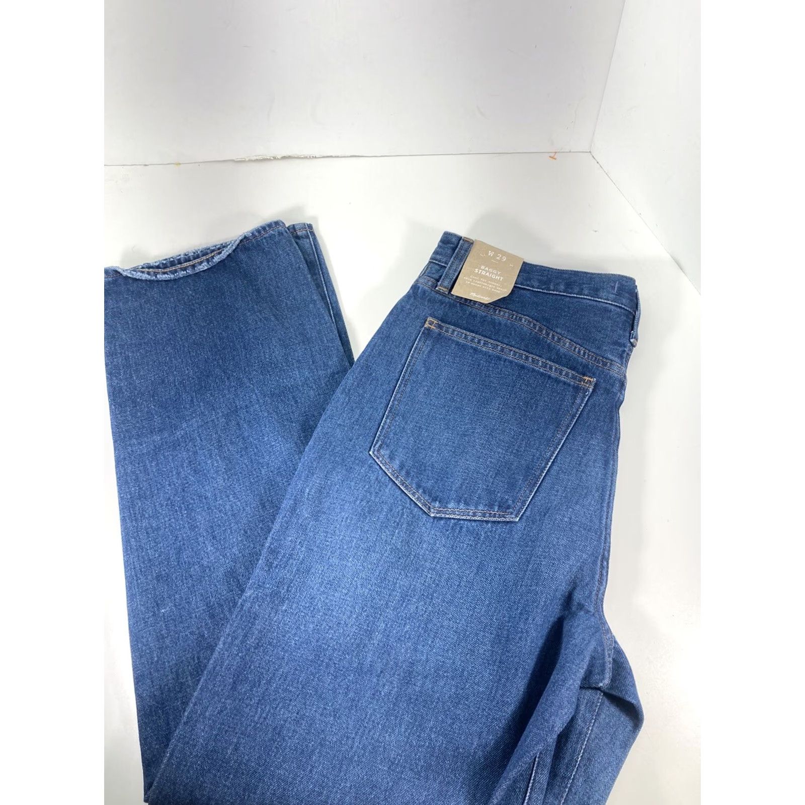 Madewell VINTAGE Madewell Baggy Jeans Women 29x33 Blue Denim Straight Leg Medium Wash NWT Size 29" - 2 Thumbnail