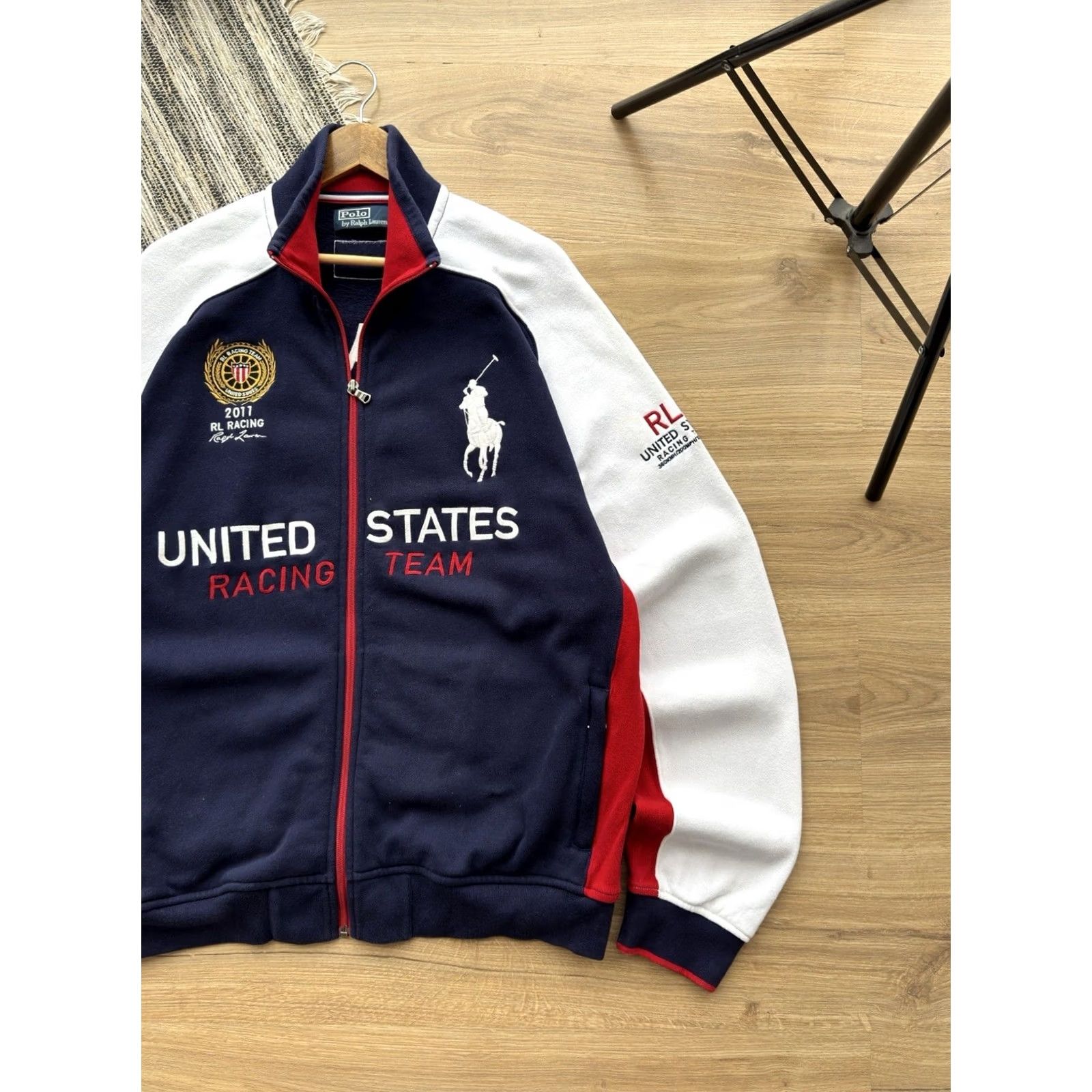 Polo Ralph Lauren VINTAGE Polo Ralph Lauren Racing Sweatshirt XL Blue USA Polo RL Racing 80s 90s Mens Pullover Size US XL / EU 56 / 4 - 3 Thumbnail