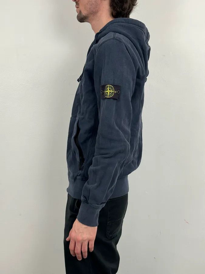 Stone Island Navy Signature Minimalist Zip-up Hoodie