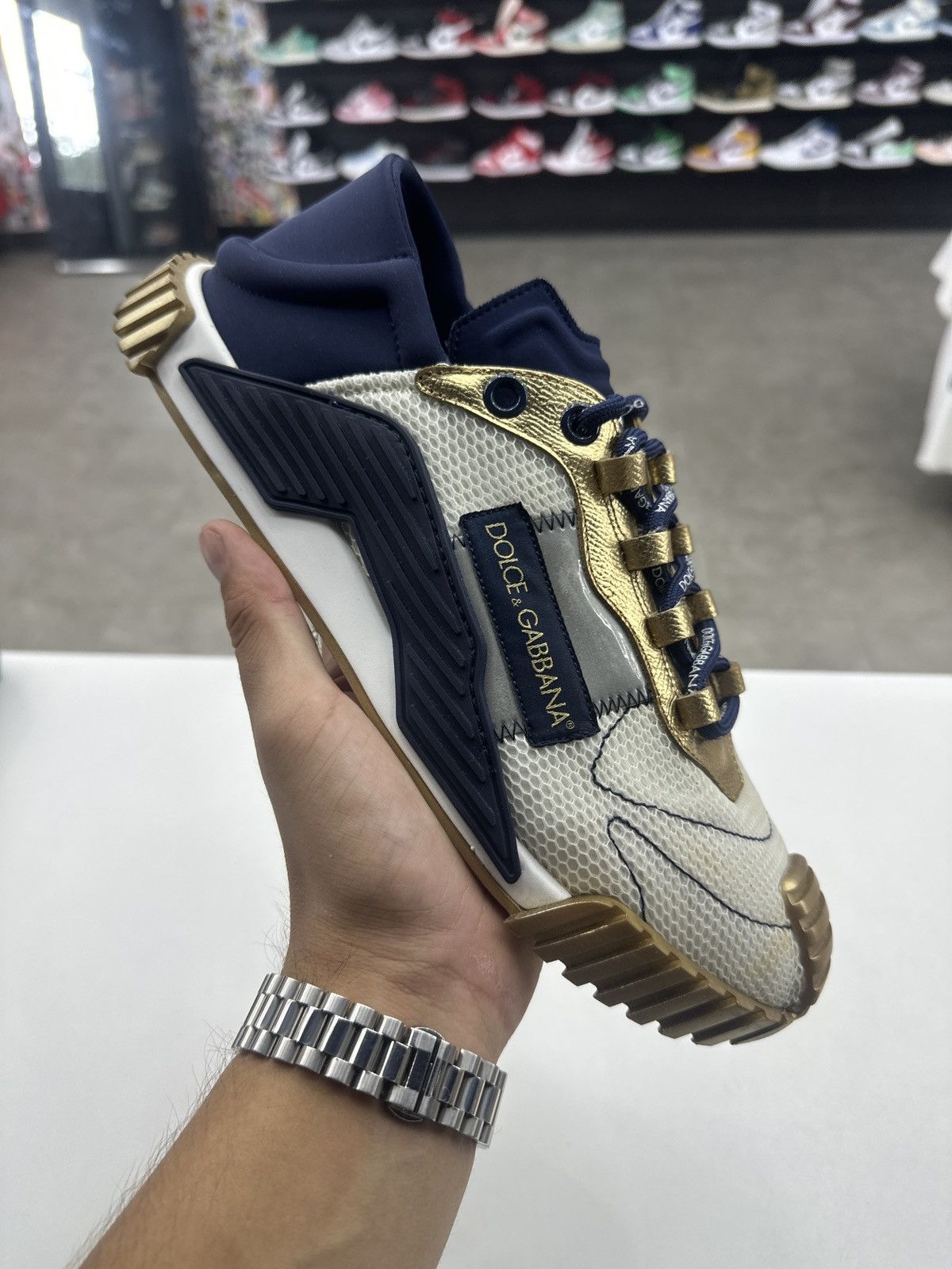 Dolce Gabbana Men's NS1 Low Top Sneaker White/Gold