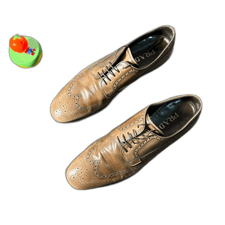 Prada Bronze Derby Leather Shoes Size 9 in Brown, Men's
